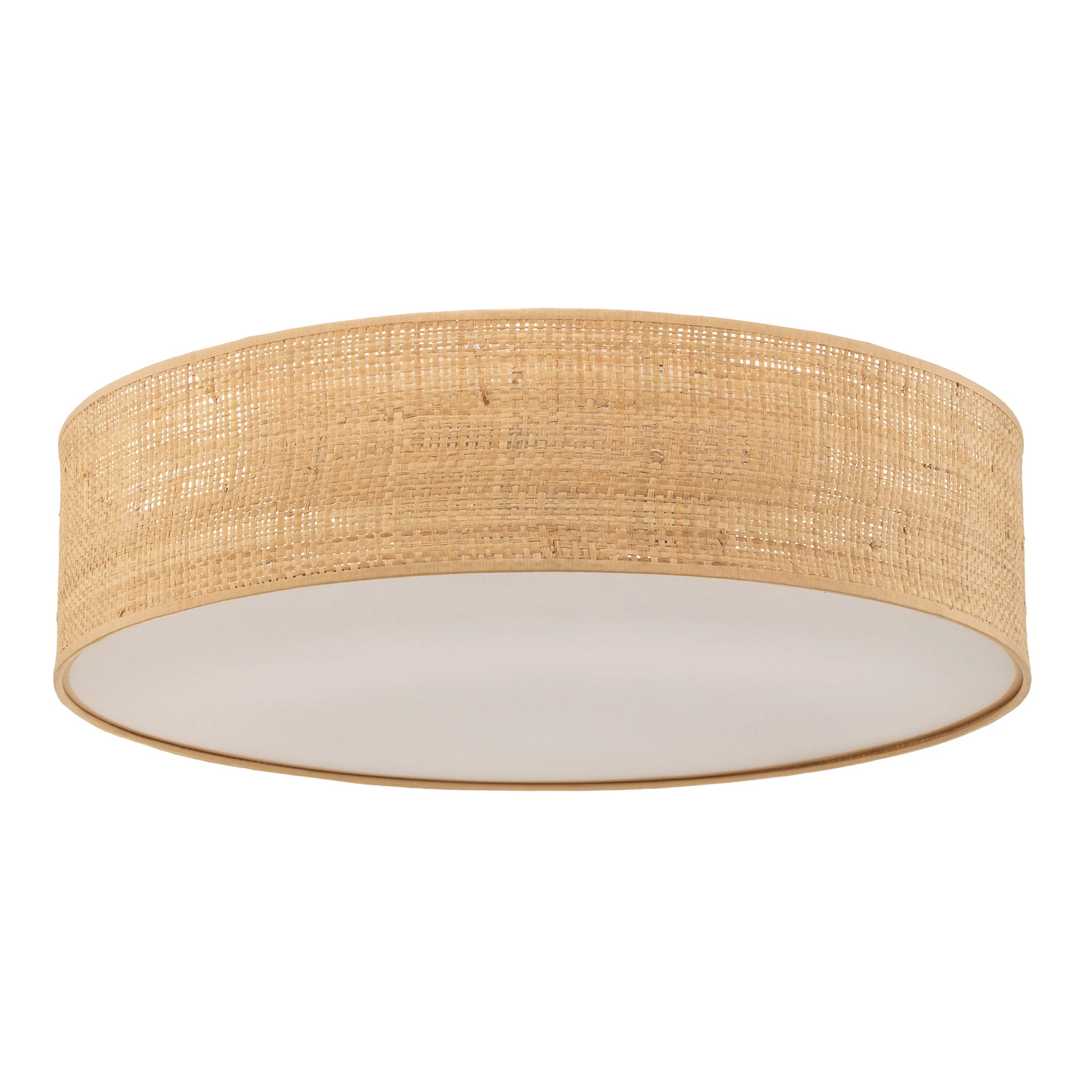 Candeeiro de teto Leano, madeira clara, rattan, Ø 50 cm