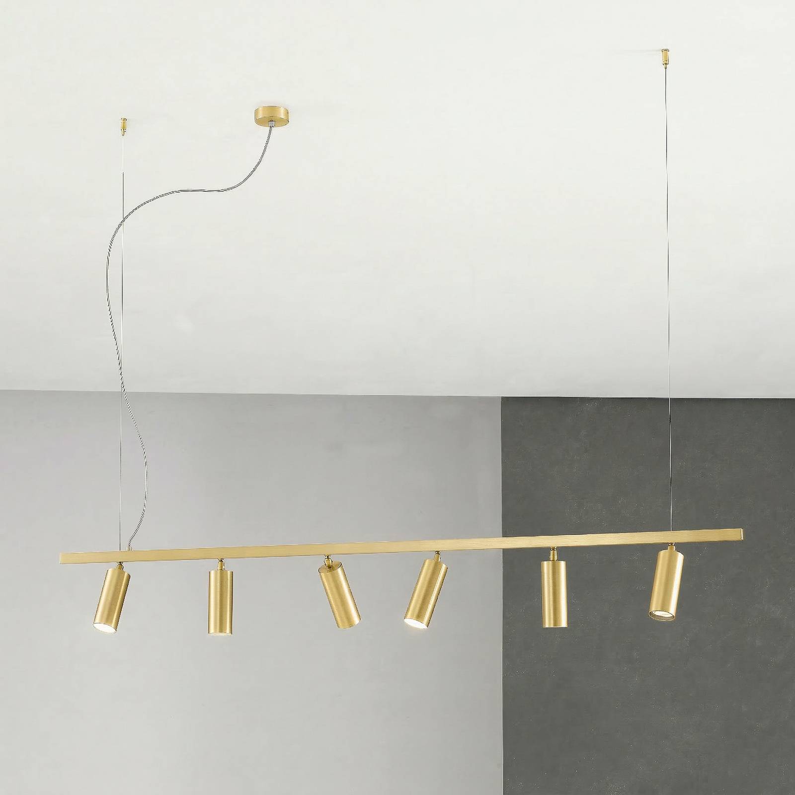 Cremasco Suspension 7532, laiton satiné, à 6 lampes, GU10