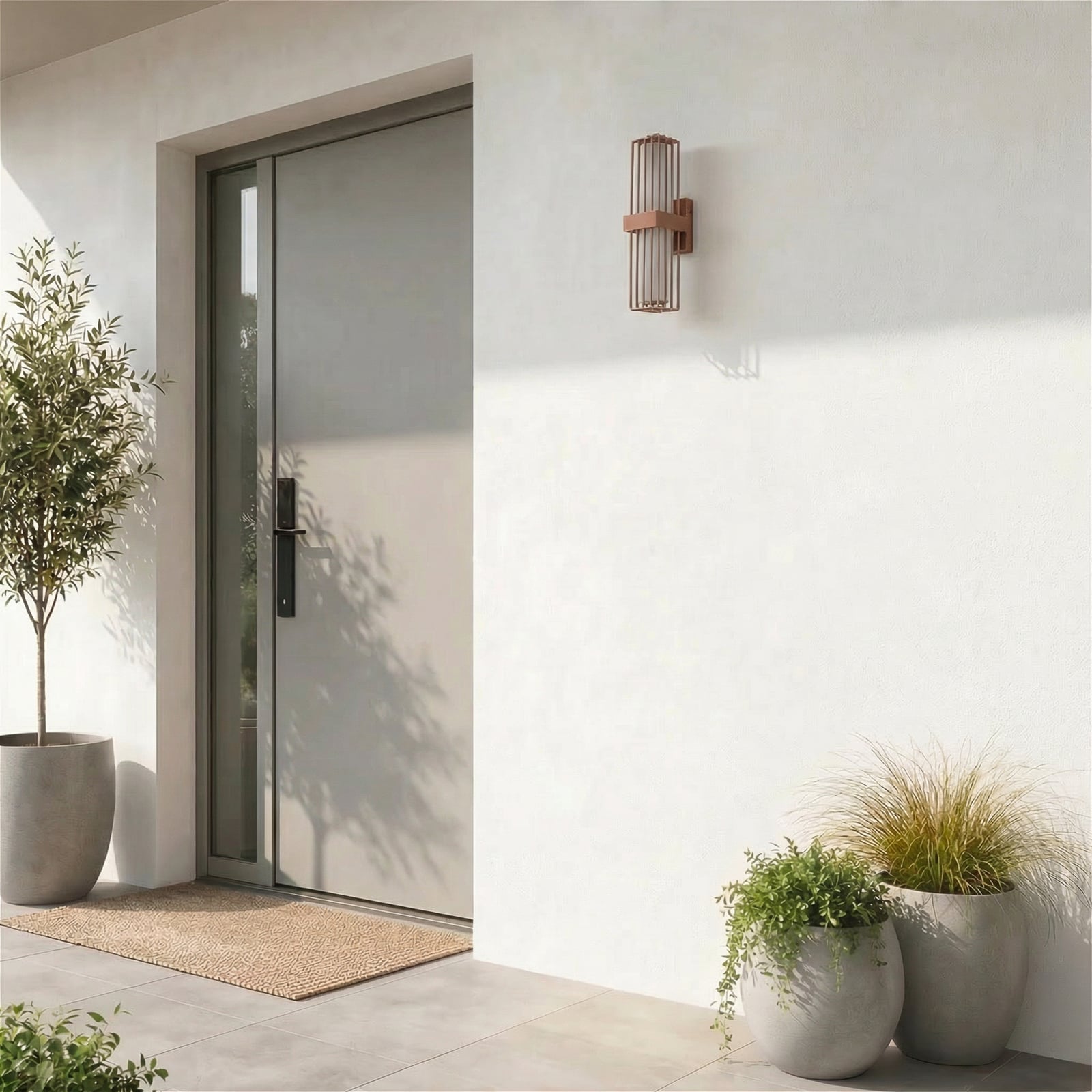 Lucande Chandan outdoor wall light, rust, 2-bulb, IP54, E27 Lucande Chandan outdoor wall light, rust, 2-bulb, IP54, E27