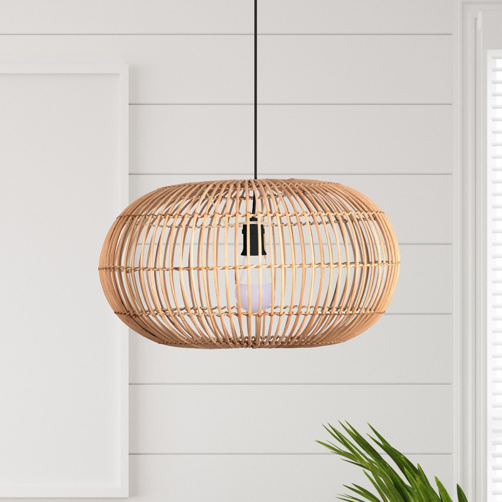 Bali hanglamp, Ø 48 cm, rotan, licht hout, E27