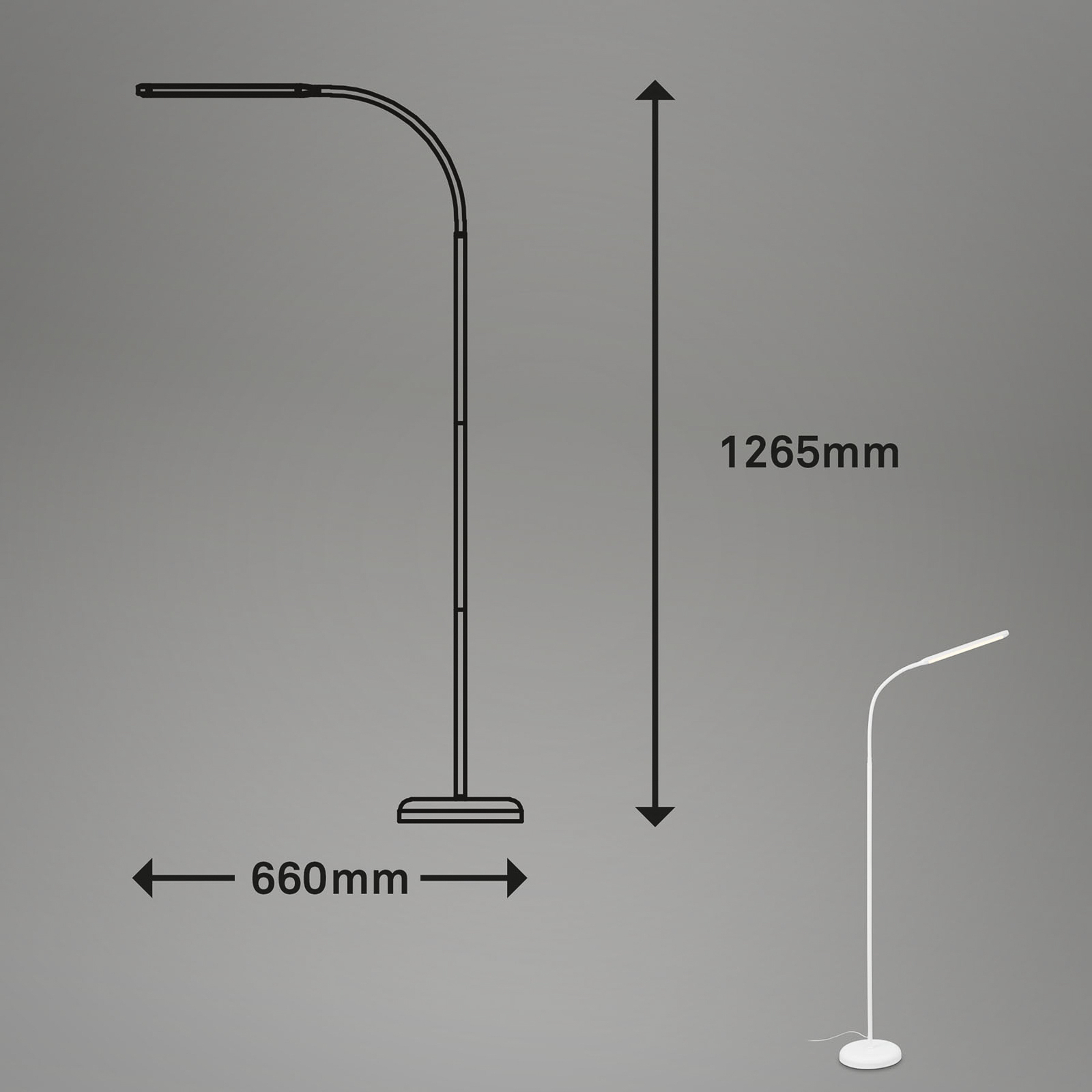 Candeeiro de pé LED Pivaz ajustável Touchdim branco