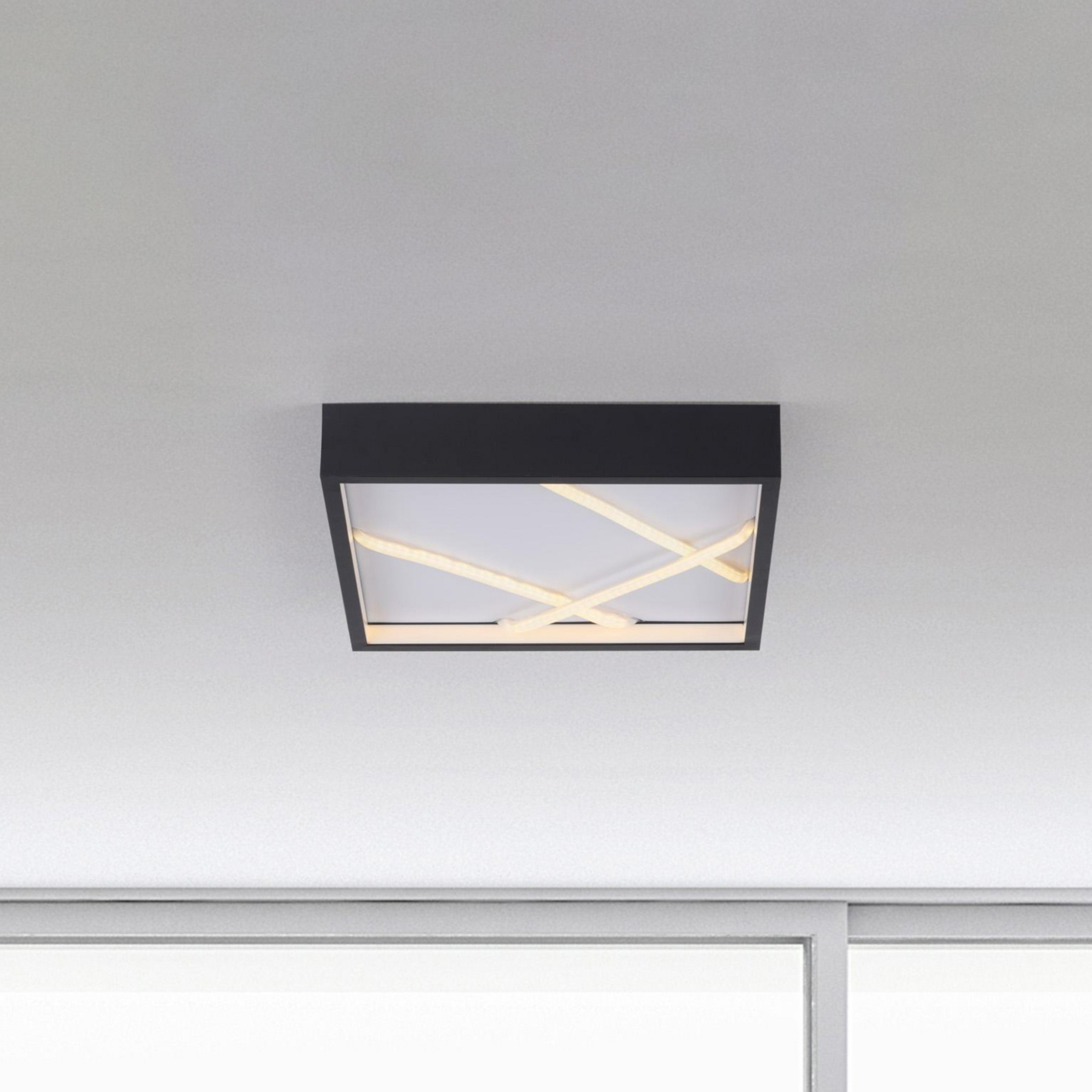 JUST LIGHT. LED-Deckenleuchte Mikado, 30 x 30 cm, schwarz