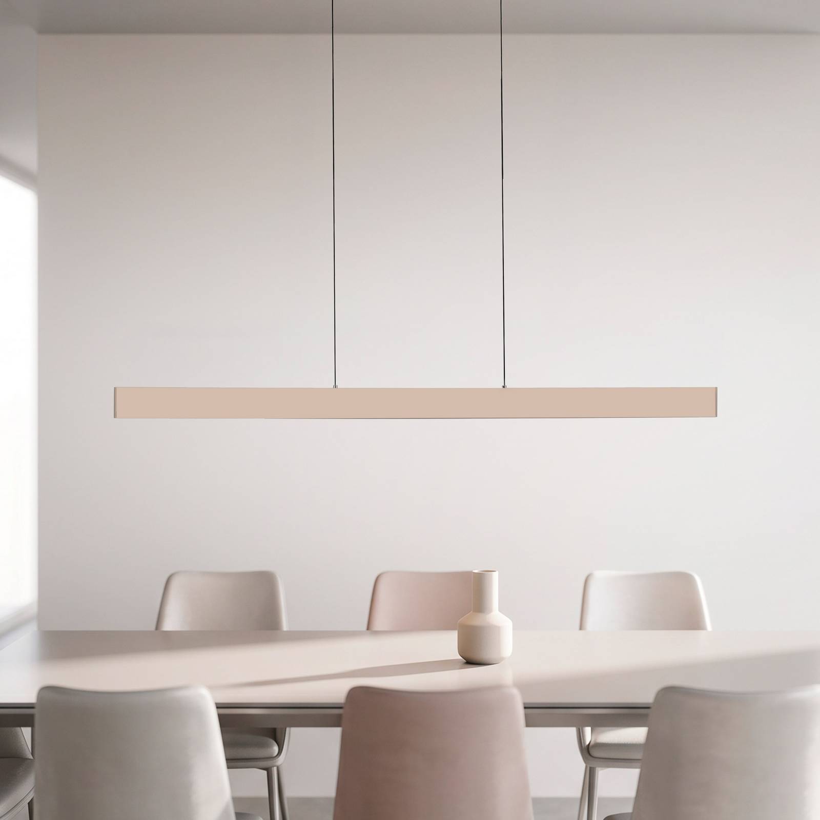 Żyrandol LED Adina, beż piaskowy, metal, 3 000 K, światło skierowane w górę/w