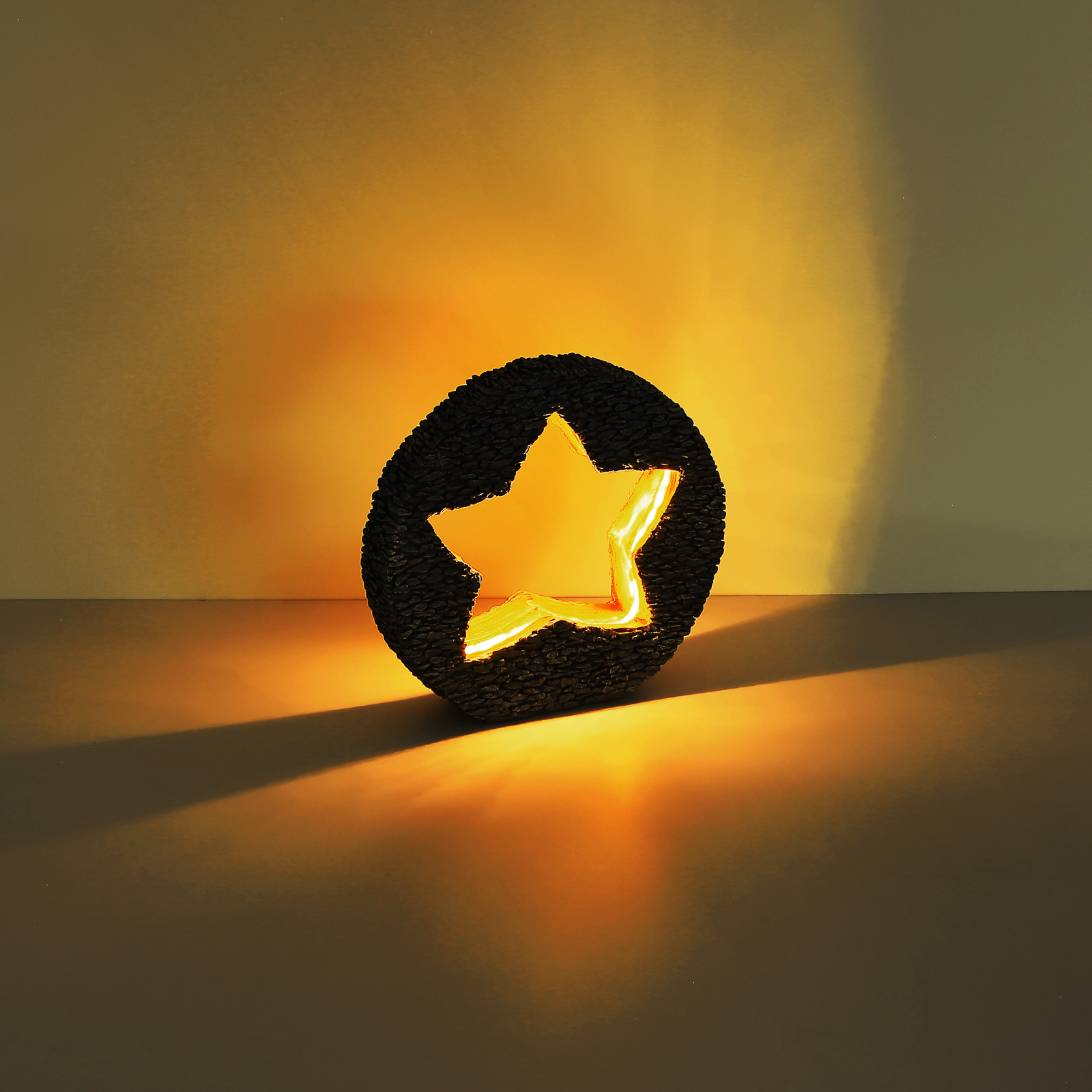 Solárna LED lampa 36524 kameň-sivá zlatá Hviezda