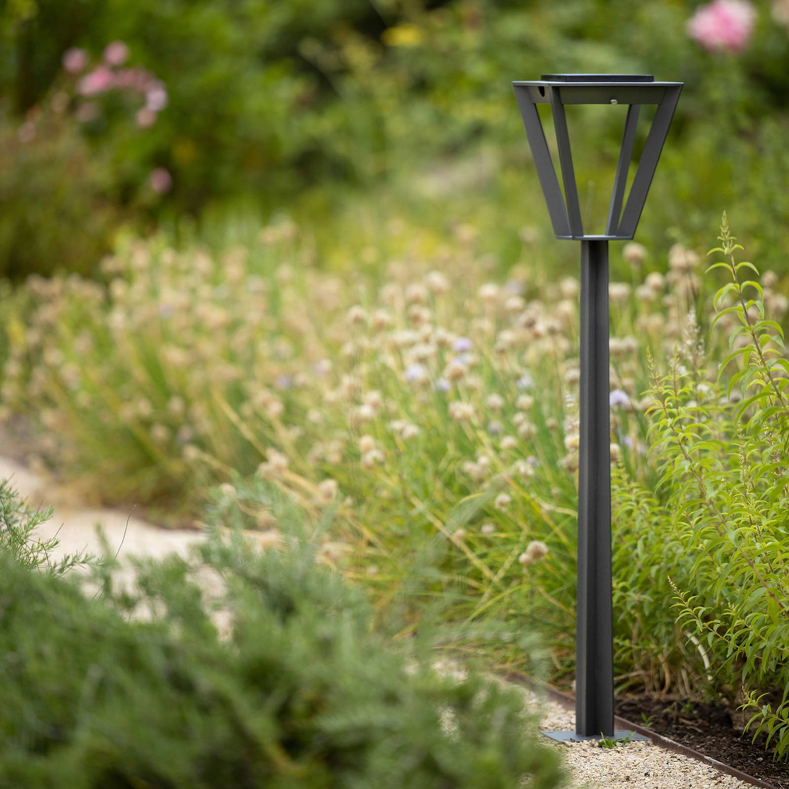 Les Jardins LED-solcellelampe Metro med sensor grå