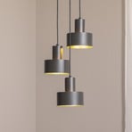 Rif 3 pendant light, olive green, round, 3-bulb, Ø 33 cm