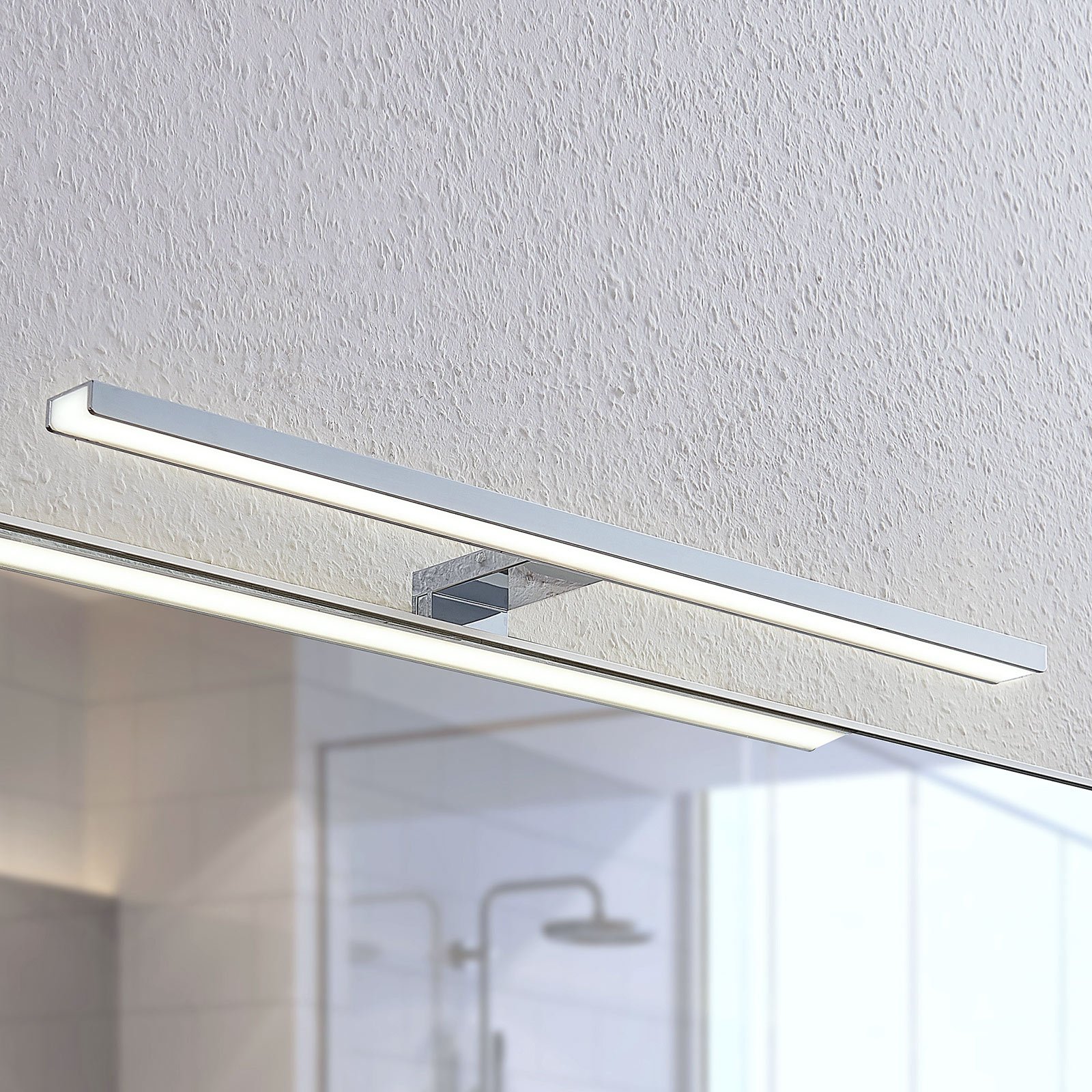 Lindby Peggy LED bathroom mirror light, 50 cm, for Bathroom, aluminium, plastic, 7 W, energy efficiency: A+, W: 50 cm, H: 4 cm