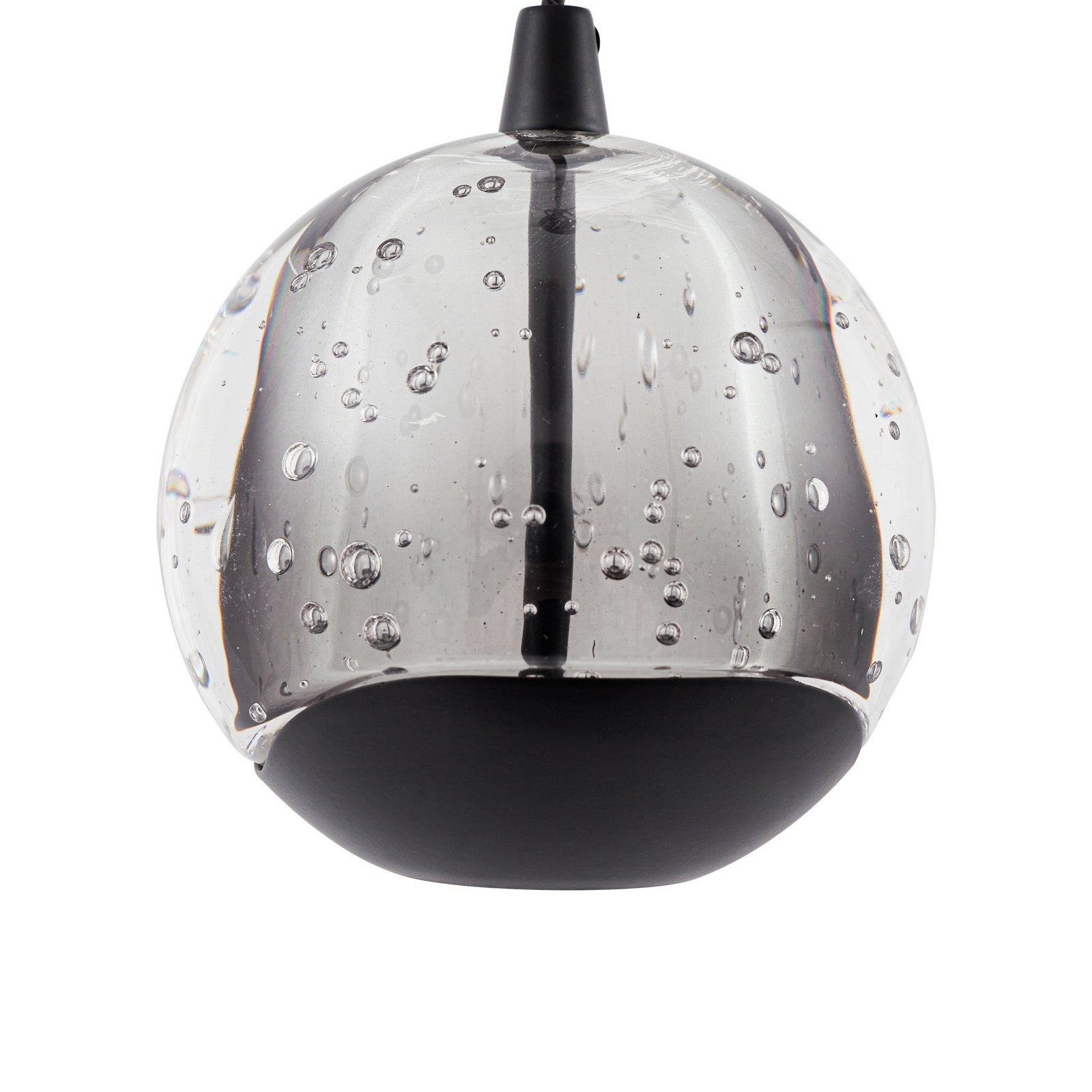 Lucande LED hanging light Hayley, black, 3-bulb, glass