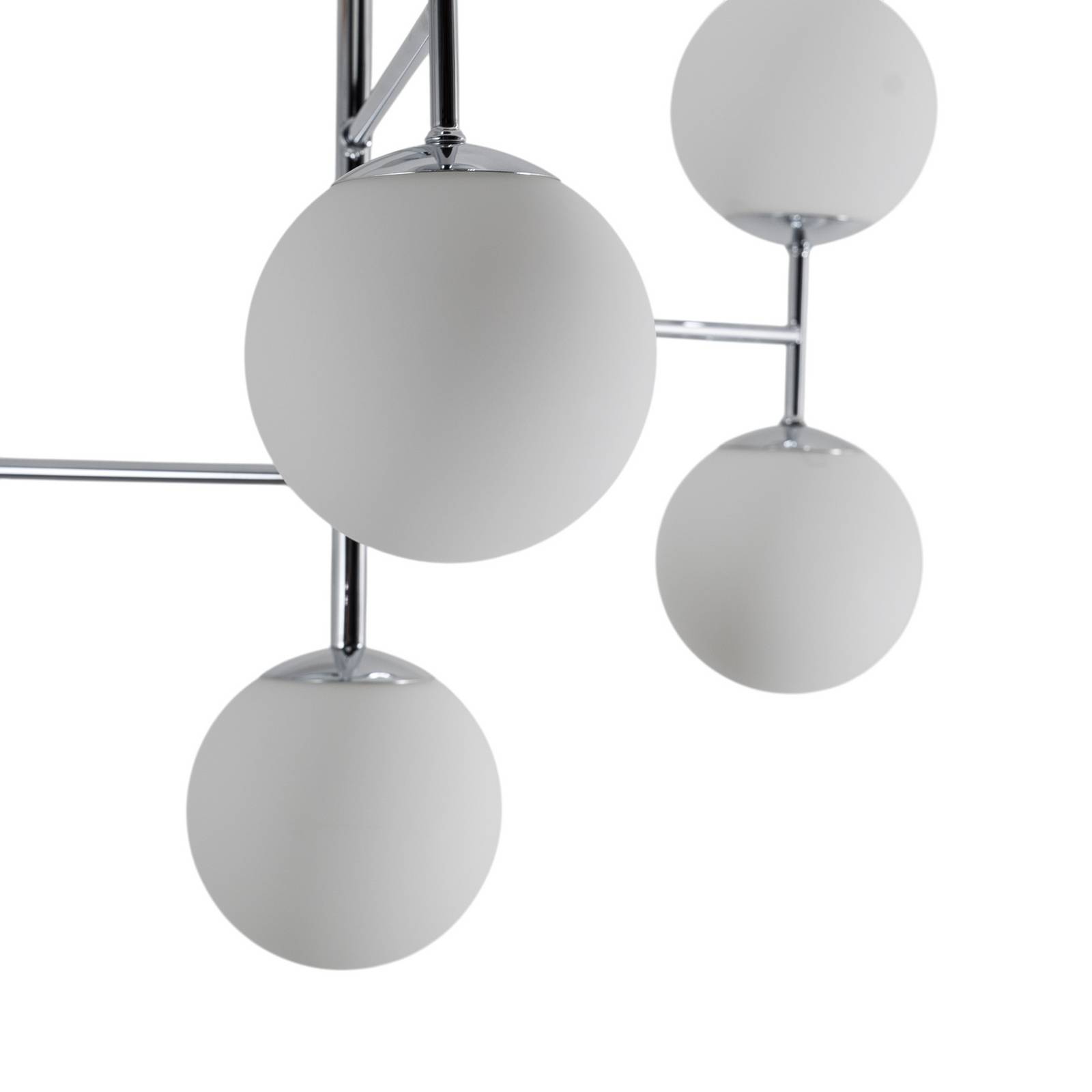Deckenlampe Korek, chrom/weiß, Glas, 75 cm, 7-flg., E14 günstig online kaufen