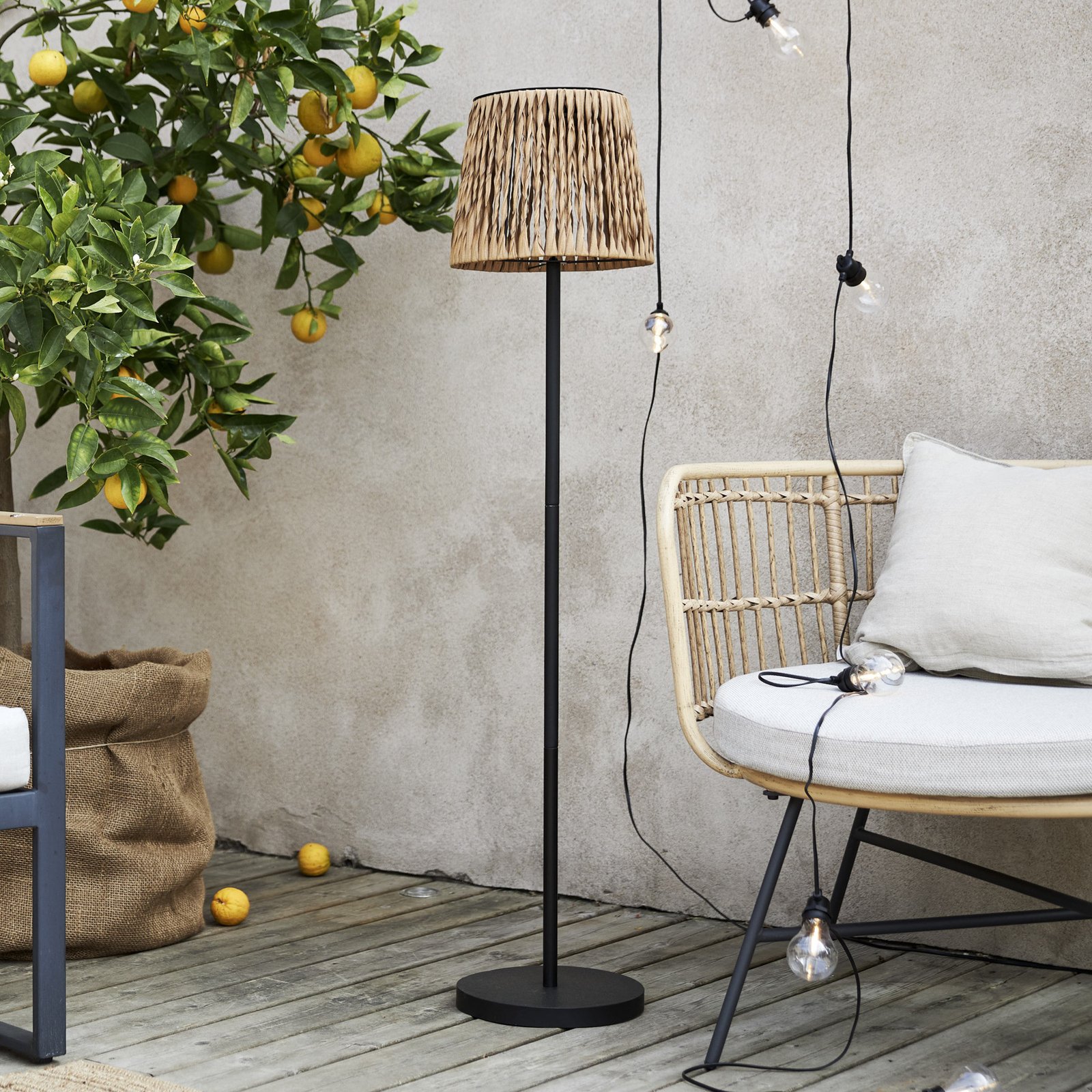 LED floor lamp Cesta 127cm brown/black plastic/metal