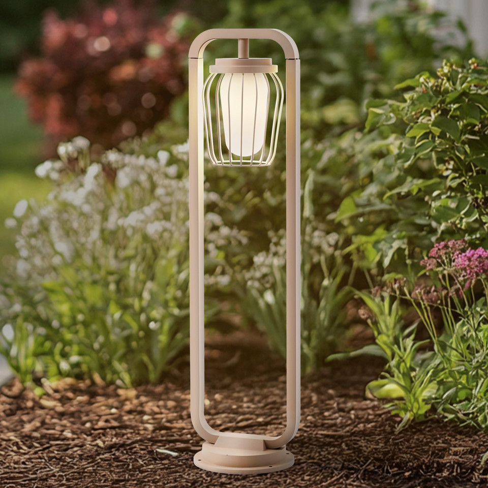 Lucande Chandan väglampa höjd 90 cm beige metall IP54, beige från Lucande