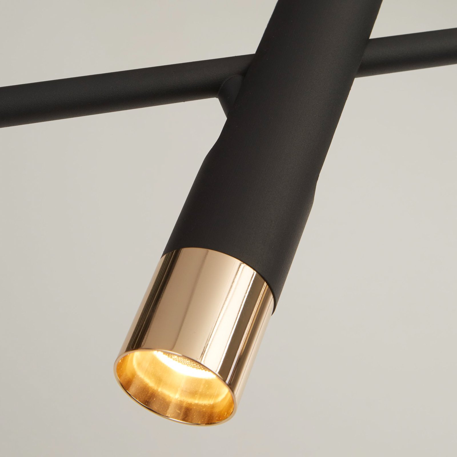 LED pendant light Cylinder, black/ogld, metal, 120 cm long