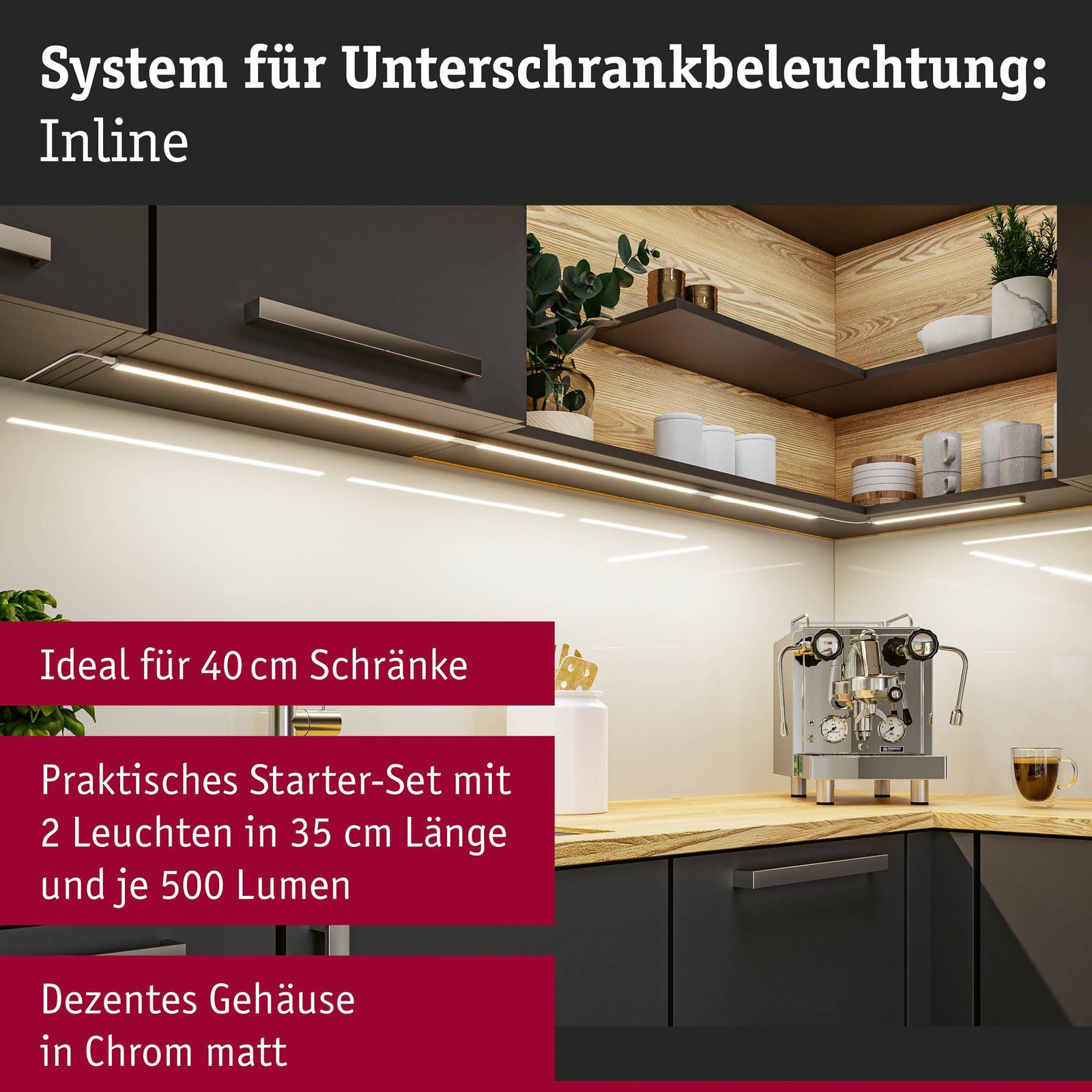 Paulmann LED meubelverlichting Inline starterset van 2, 830