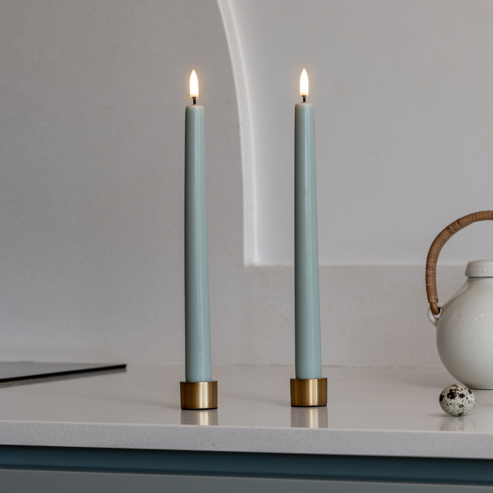TAPER LED-kaars 2 stuks, lichtgroen, hoogte 25 cm - Uyuni Lighting