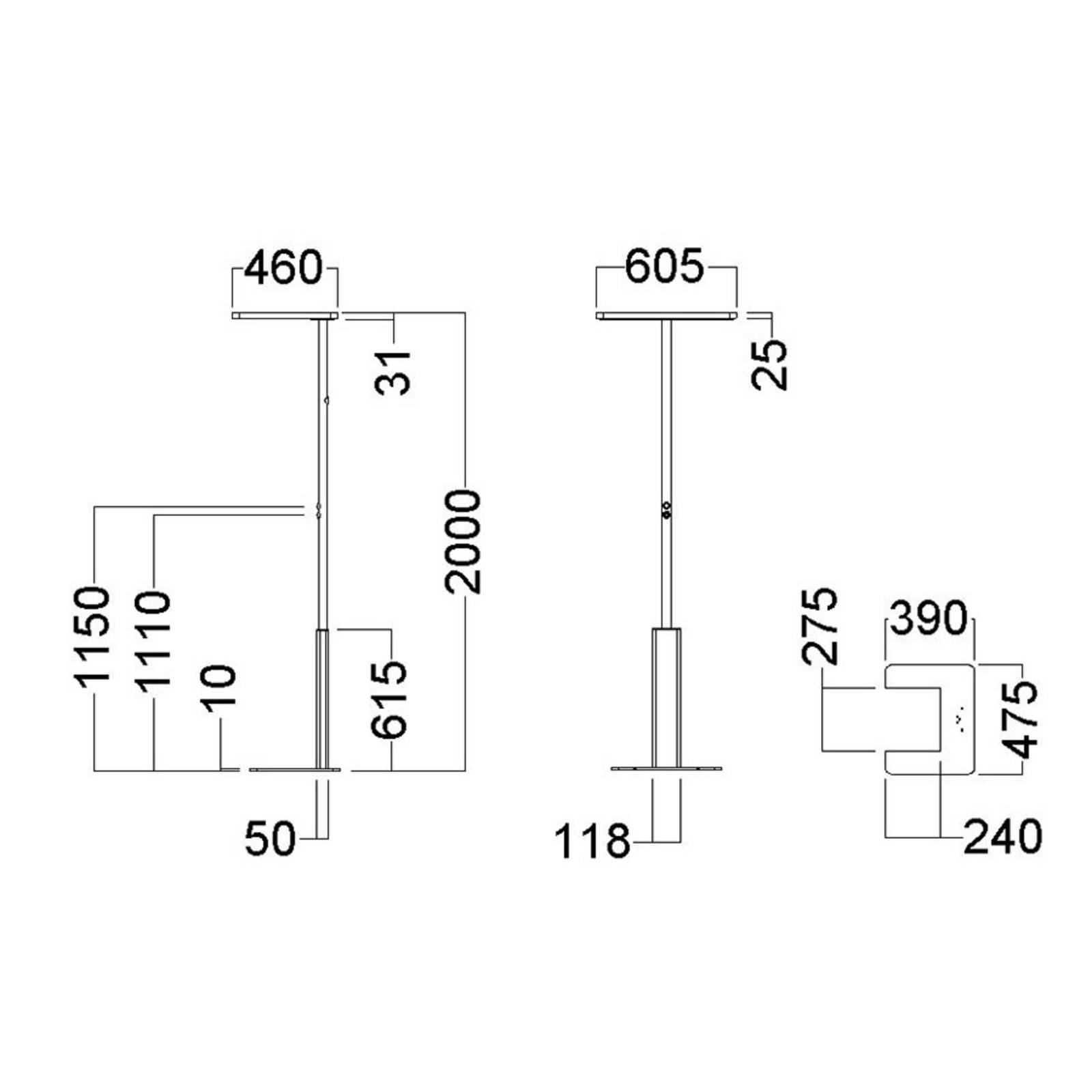 Lampa stojąca biurowa LED LINEA-F, CCT, szara