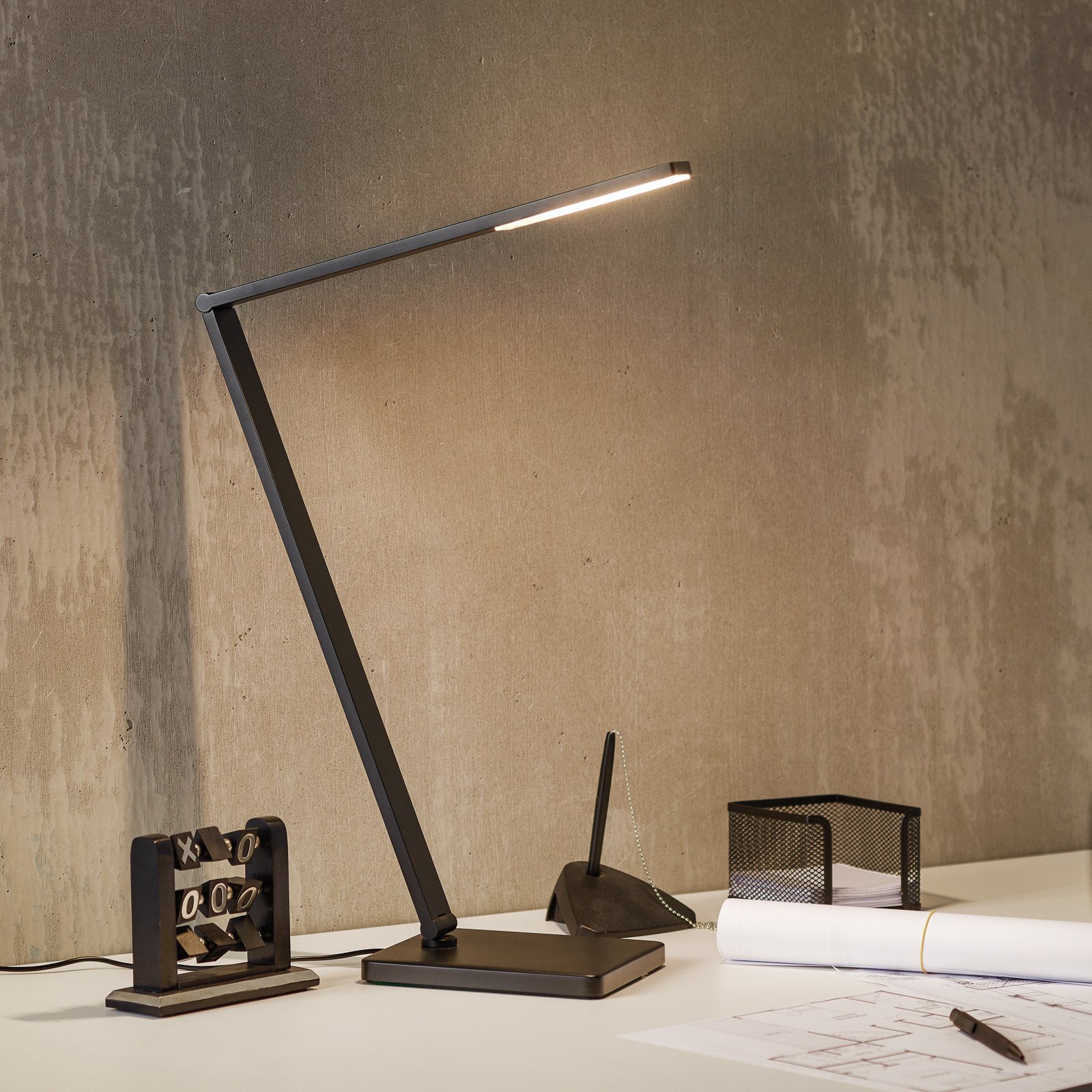 Knapstein Lampă LED de birou Omar control prin gesturi - Camera de zi / sufragerie - modern - negru - Metal