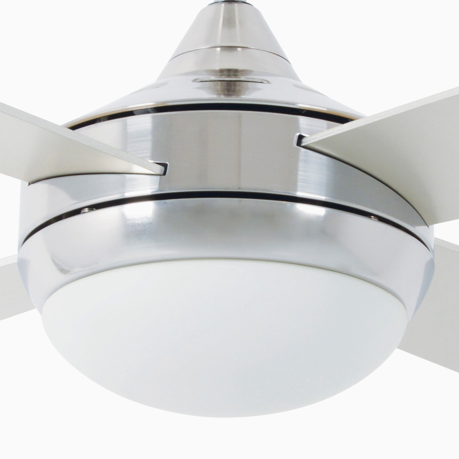 Icaria L ceiling fan with light aluminium/grey/maple