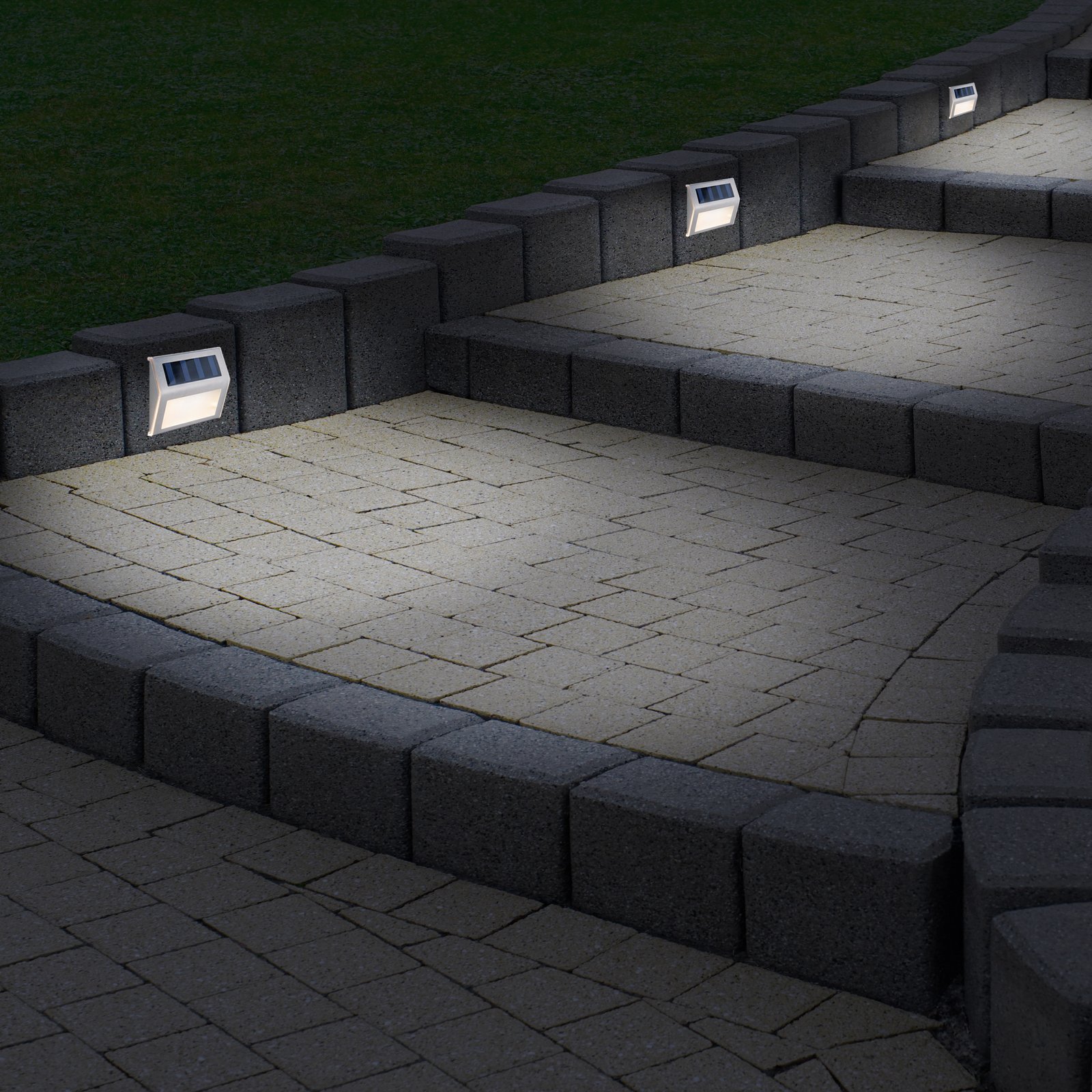 LED solárne vonkajšie nástenné svietidlo 5282104, nerezová oceľ, sada 4 ks, IP44