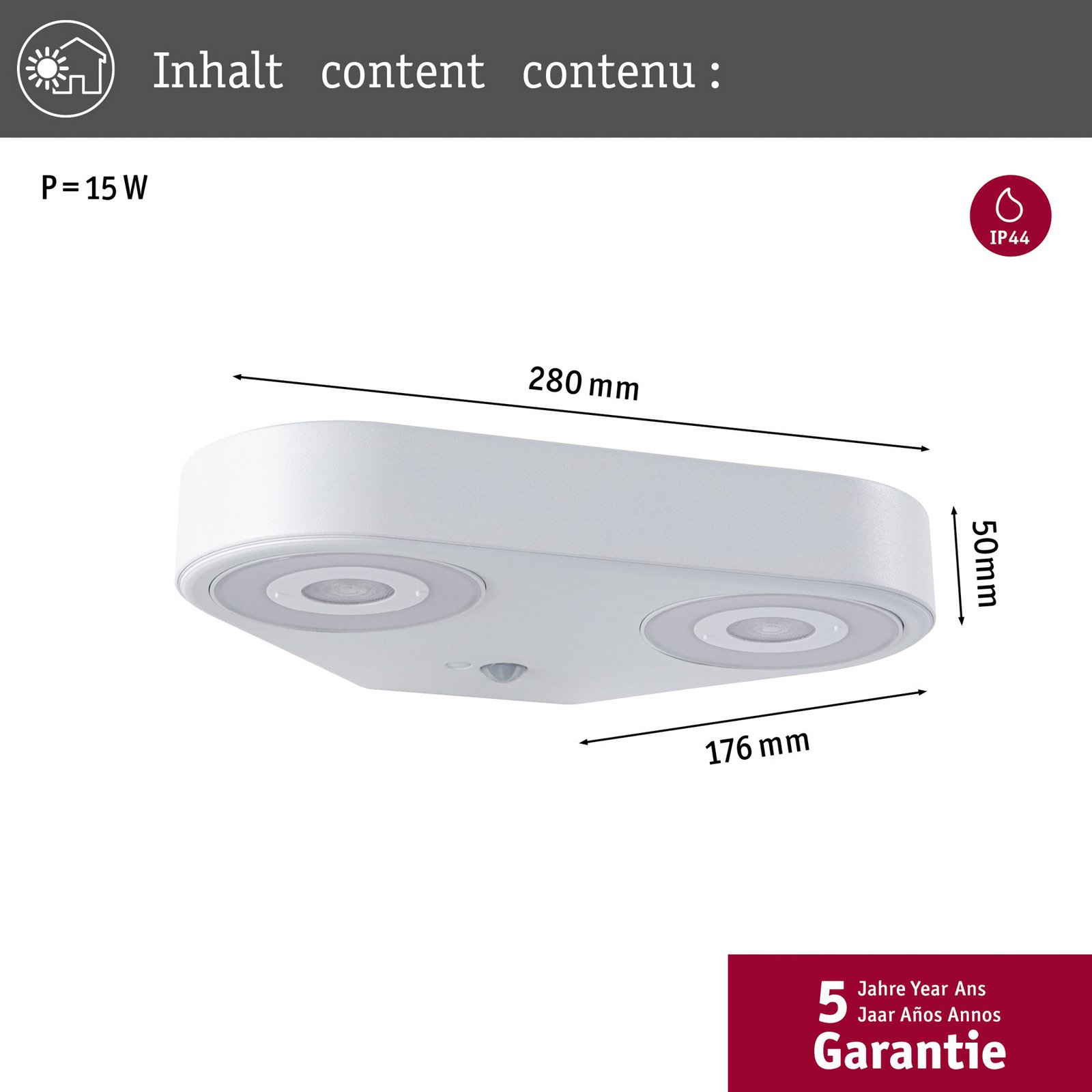 Silma 2 Kültéri Fali Lámpa w/Sensor SWR Fehér - Paulmann