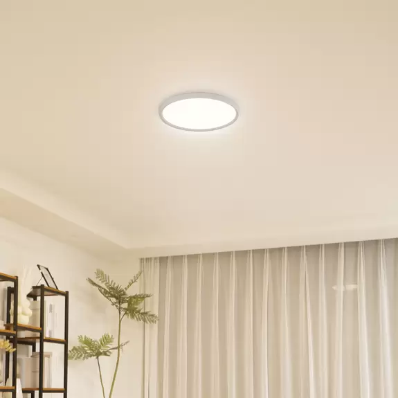 Lampenwelt Lindby LED-Deckenleuchte Deika, 30 cm, weiß, Kunststoff, CCT