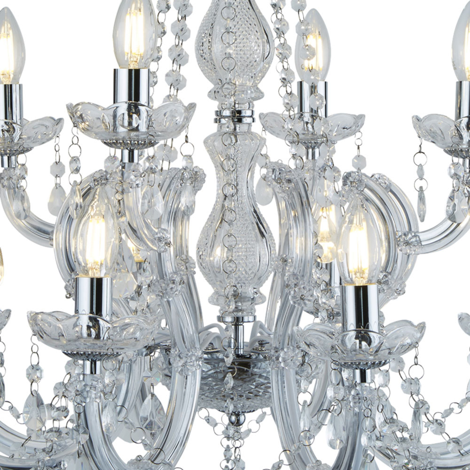 Classic Marie Therese chandelier, 12 bulb, chrome Classic Marie Therese chandelier, 12 bulb, chrome