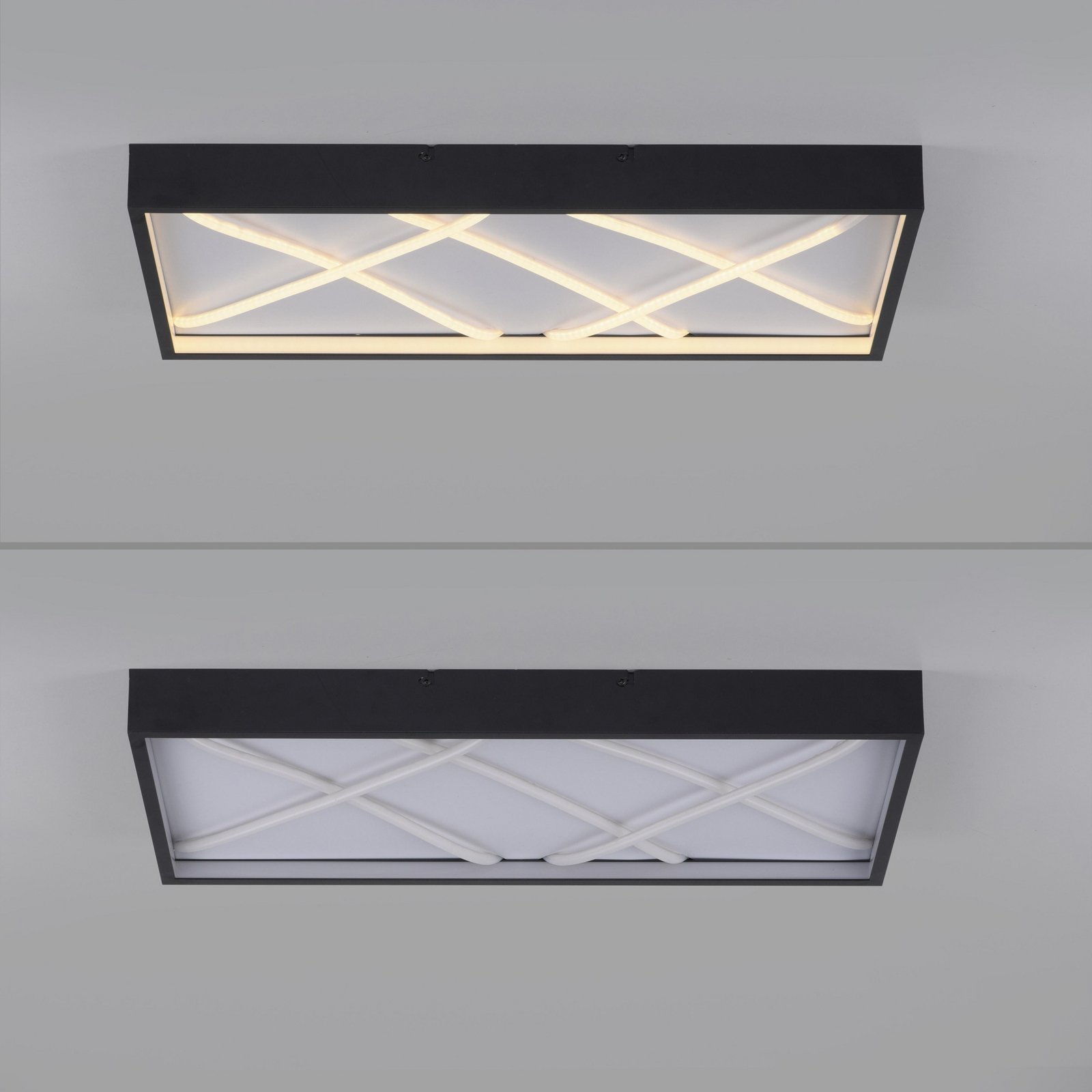JUST LIGHT. LED plafondlamp Mikado, 60 x 30 cm, zwart