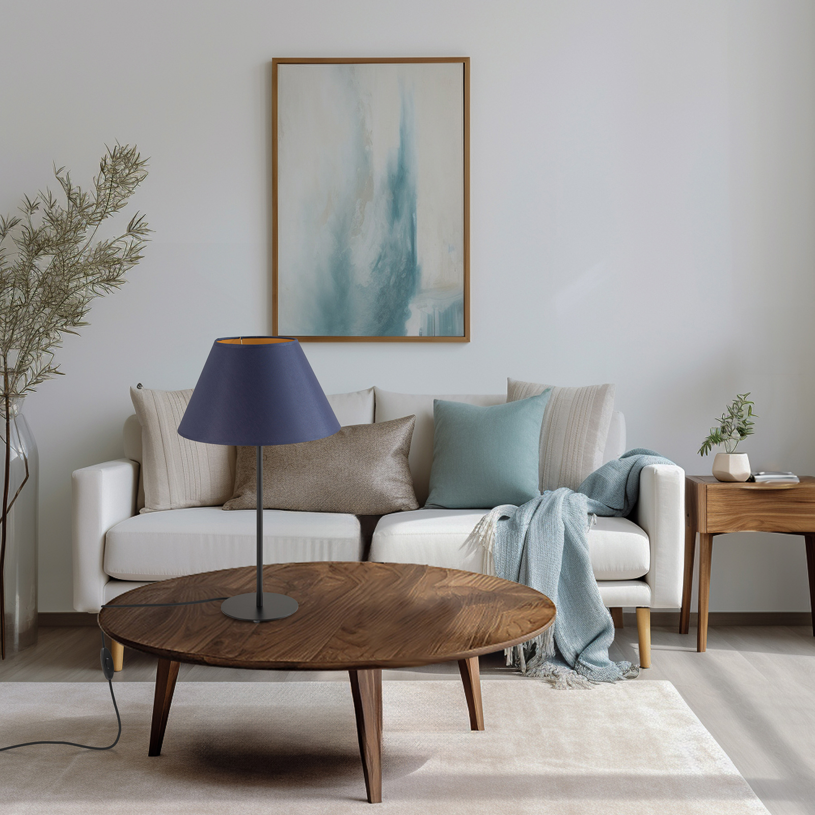 Soho table lamp conical height 56 cm blue/gold