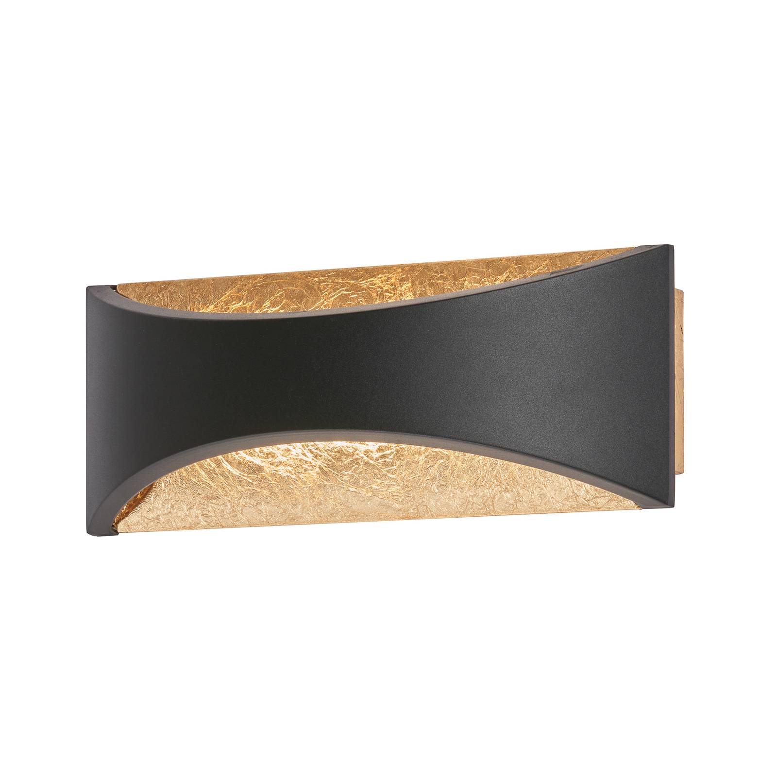 LED-Wandleuchte Rio, schwarz/blattgold, Breite 23 cm, Metall