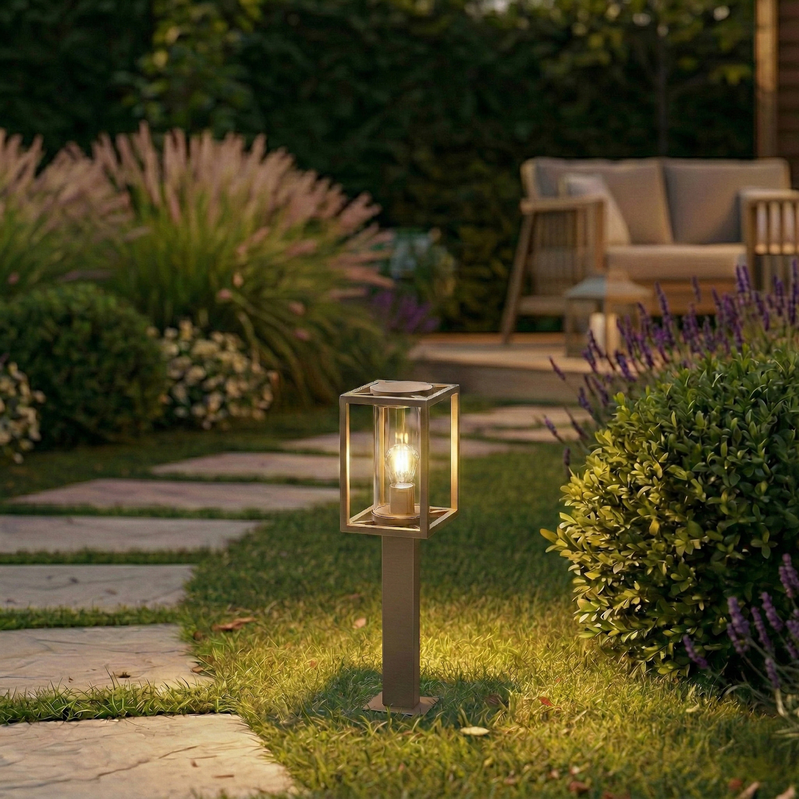 Lucande veilampe Ferda, 60 cm, brun, IP44