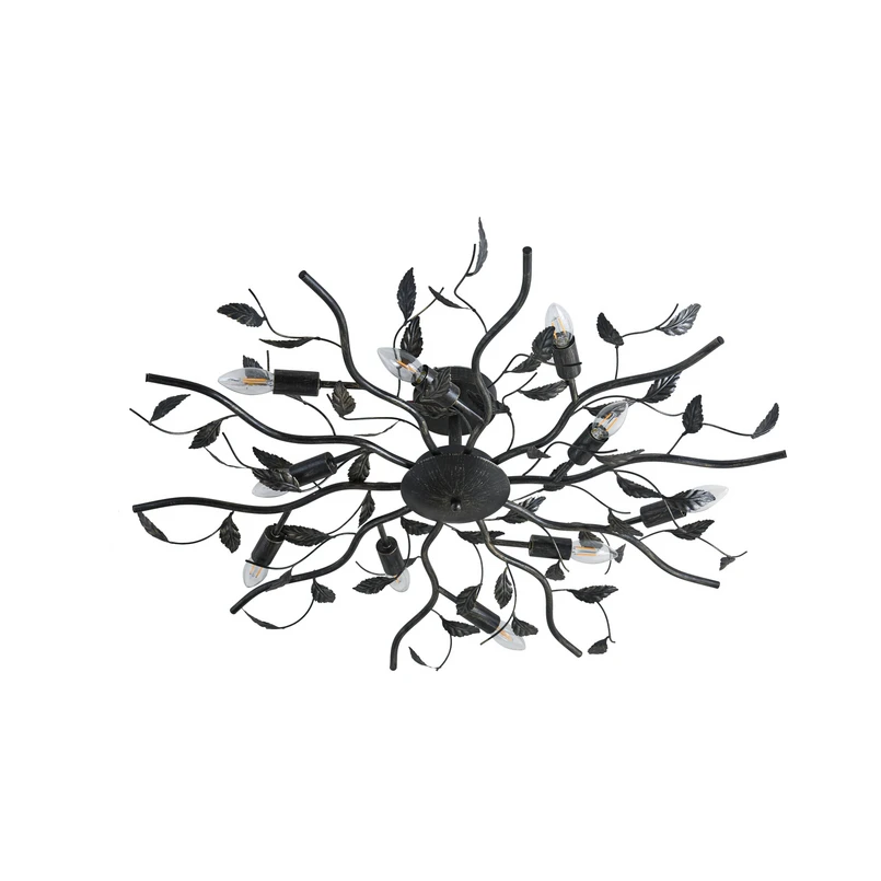 Lindby -  Deckenlampe Yos, 10-flg., 95 cm, schwarz-kupfer, E14