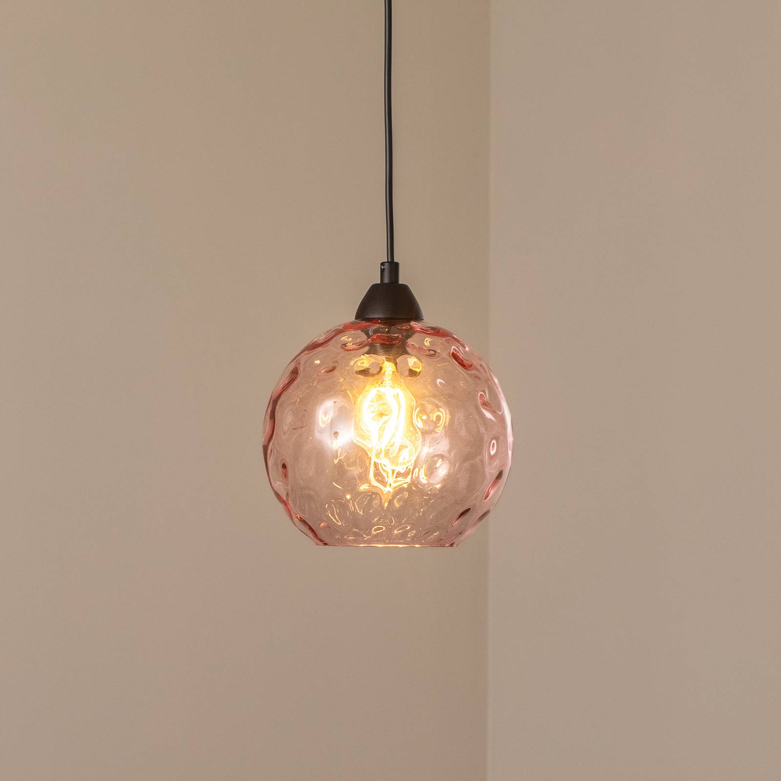 Pendelleuchte Benek, pink, Glas, Ø 20 cm, E27 günstig online kaufen