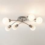 Lindby Agmar ceiling light, nickel, 6-bulb