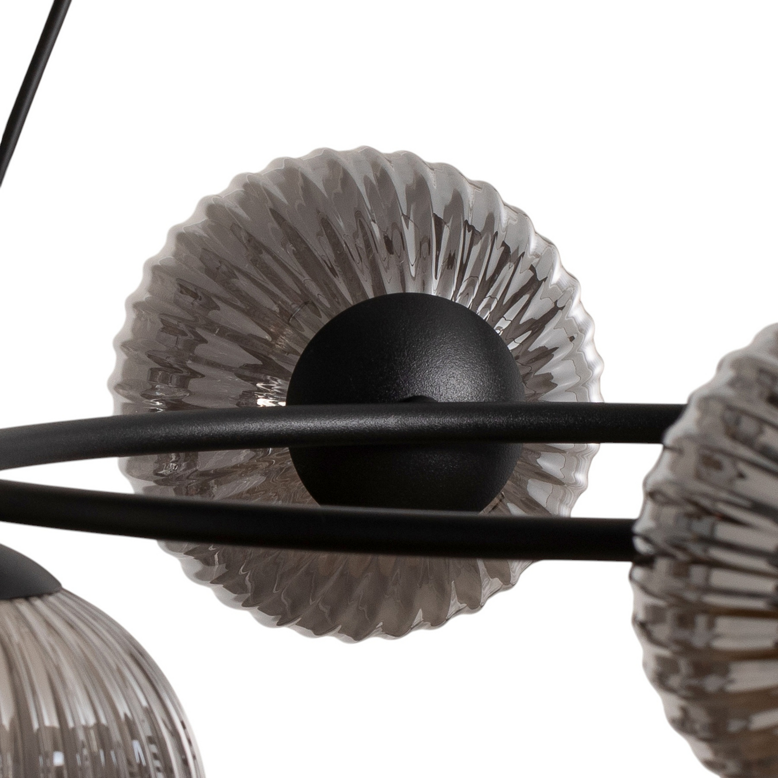 Libra living room lamp, smoke grey/black, Ø 70 cm, 5-bulb.