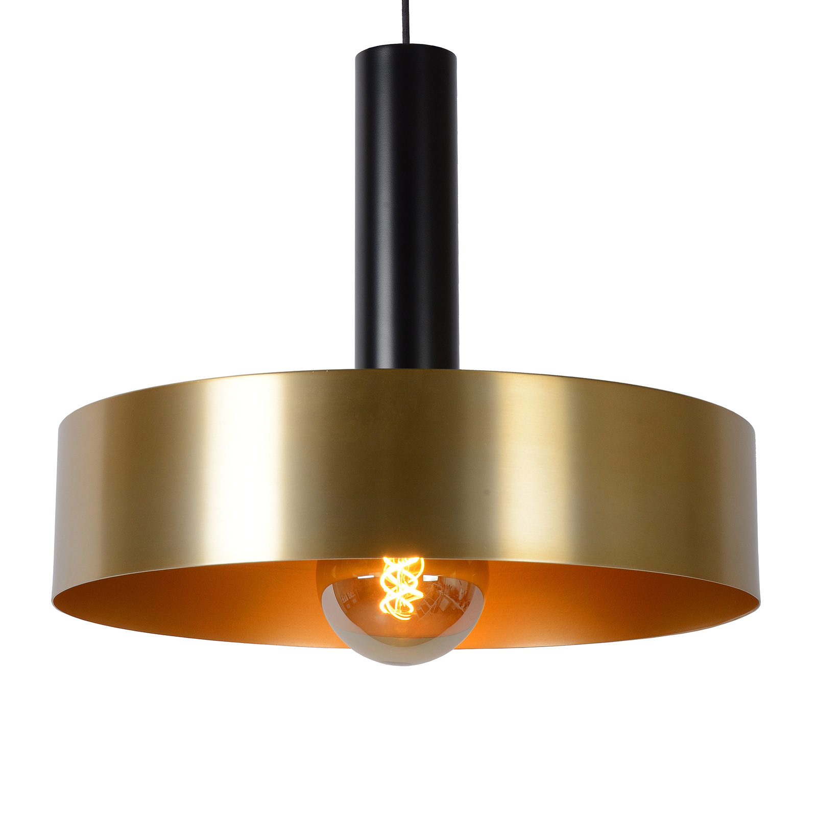 Lucide Giada hanging light, black, gold, Ø 50 cm, for Living / Dining Room, steel, E27, 60 W, energy efficiency: A++, H: 41 cm