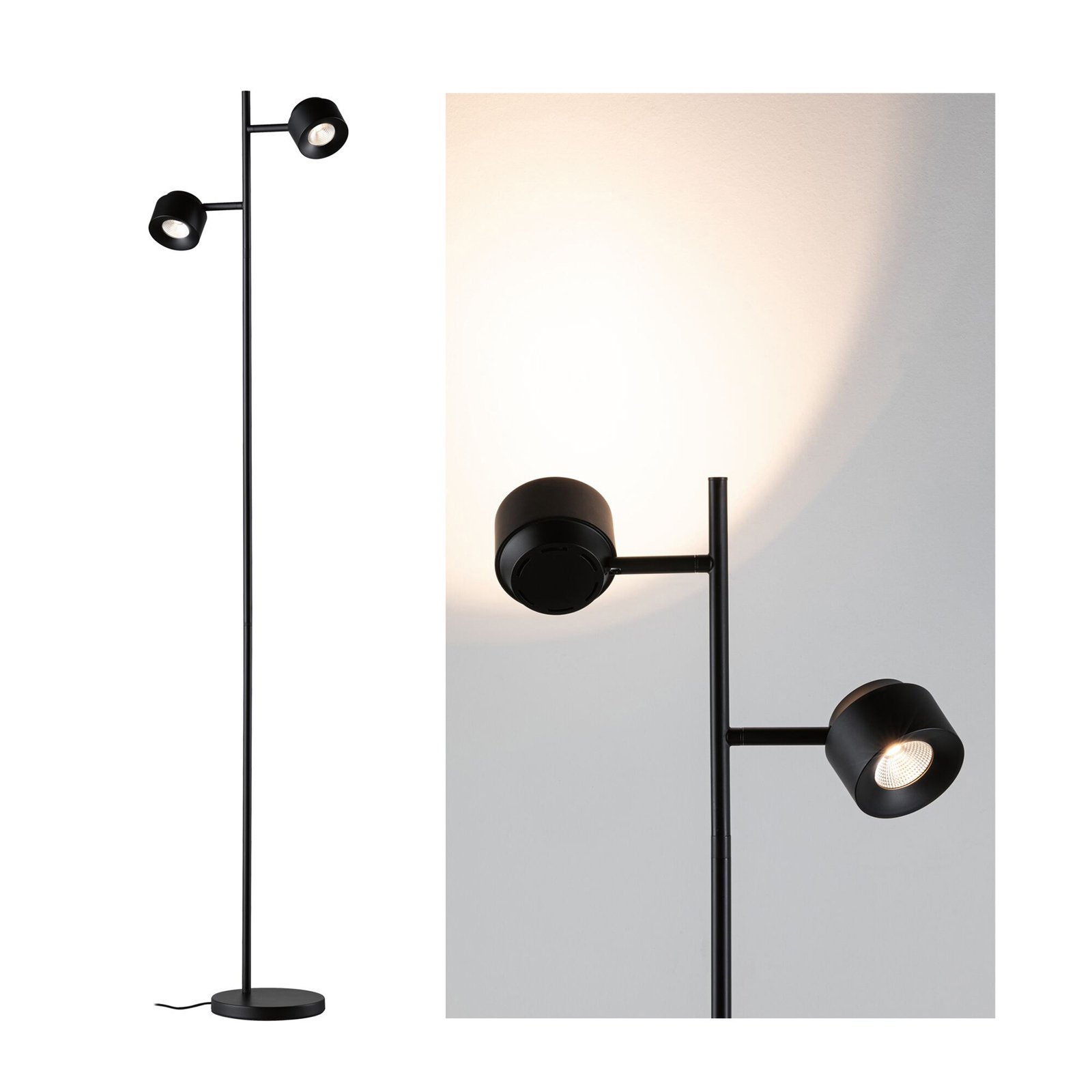 Puric Pane 2 Lampadaire 3-step Noir - Paulmann