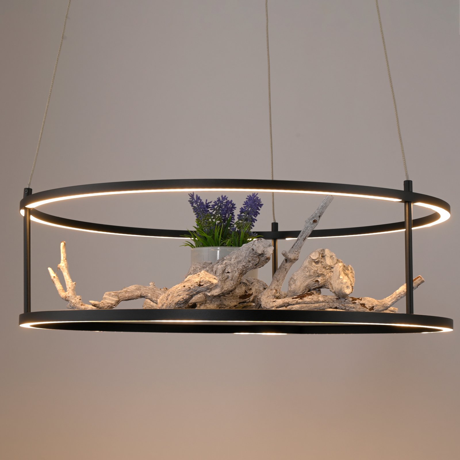 Paul Neuhaus lampă suspendată LED Contura, negru, Ø 50 cm