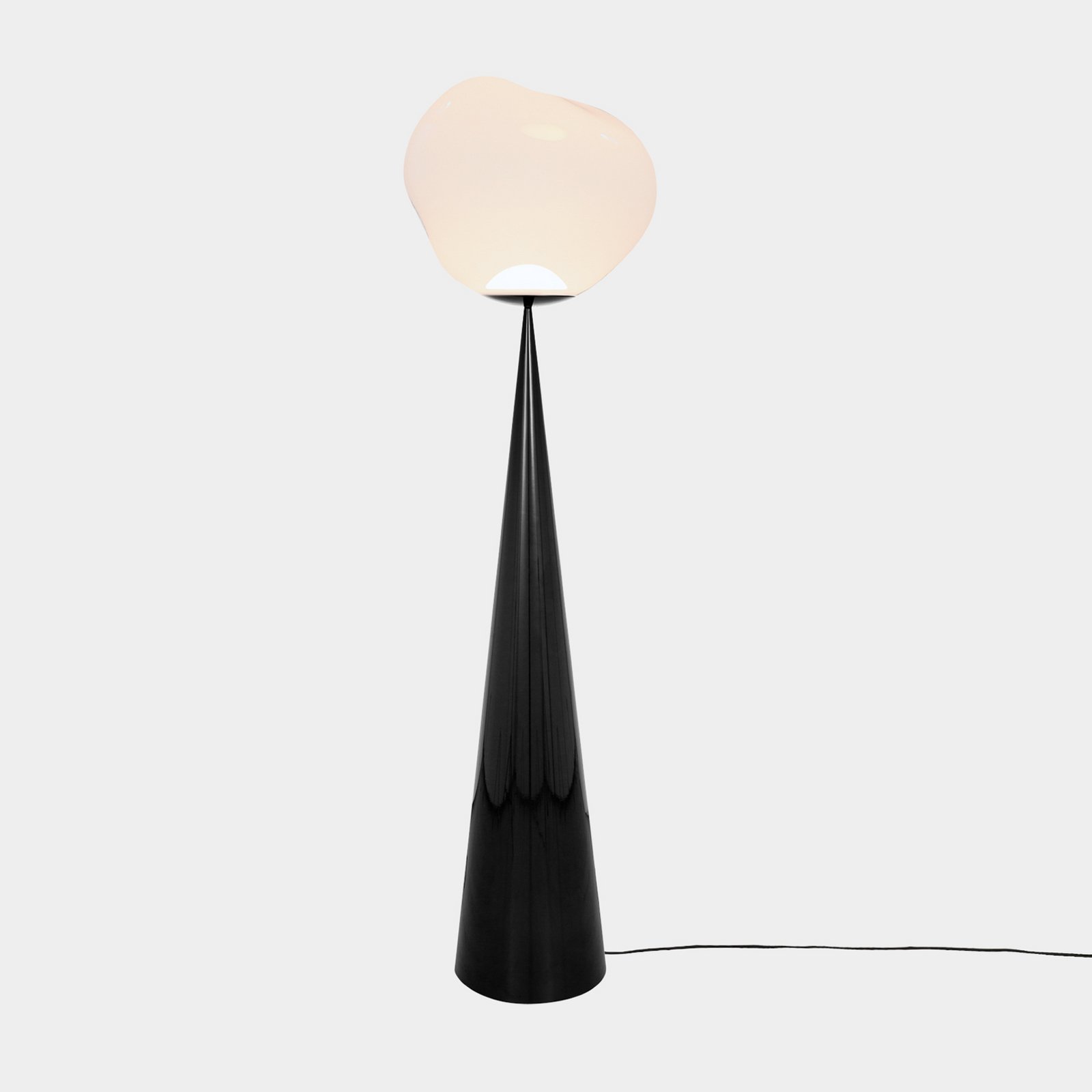 Tom Dixon Melt Cone Fat, opal, black base, 175 cm