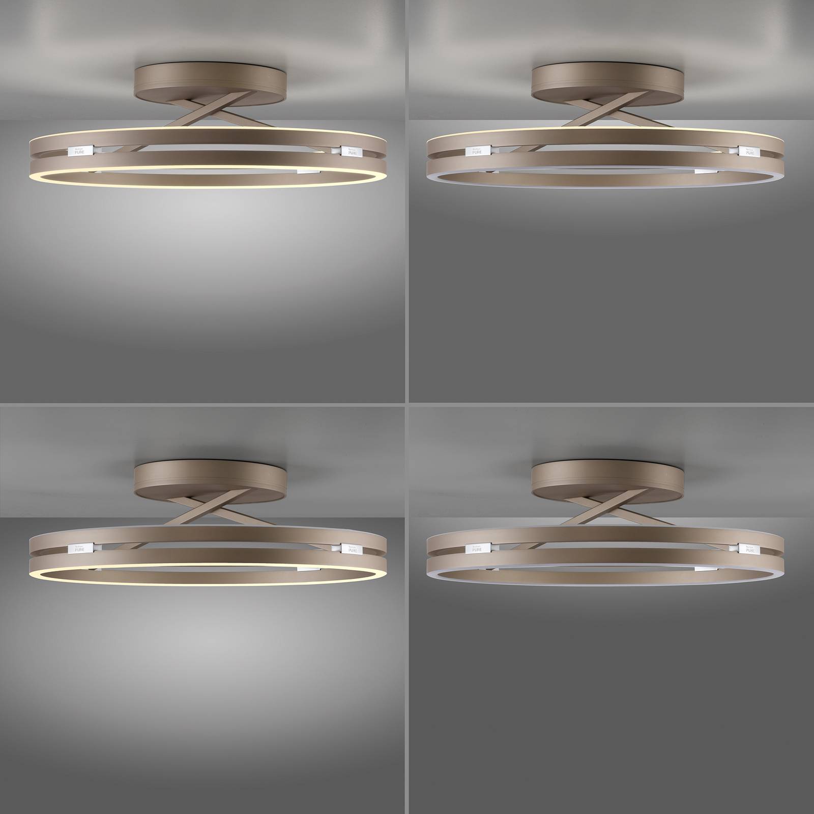 PURE lampa sufitowa LED Loop w kolorze brązowym, metal Ø 60 cm CCT