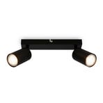 Tib downlight, black/black, 2-bulb, adjustable, metal