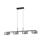 Martis LED-riippuvalaisin, 4-lamppuinen, musta, himmennettävä - Lucande