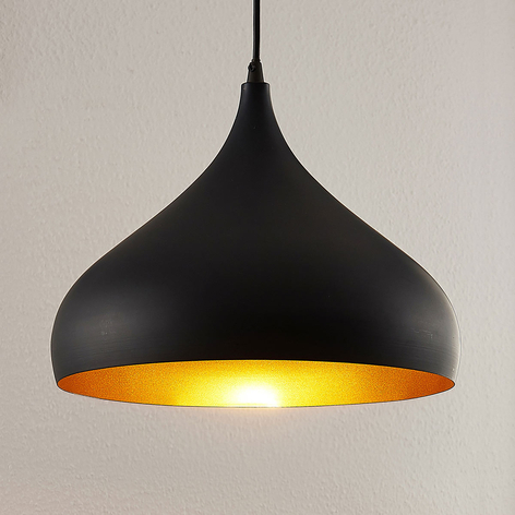 Aluminium-Pendellampe Ritana, schwarz-gold