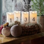 LED svijeća Sara Advent 4 kom visina 12,5cm bijela/srebrna