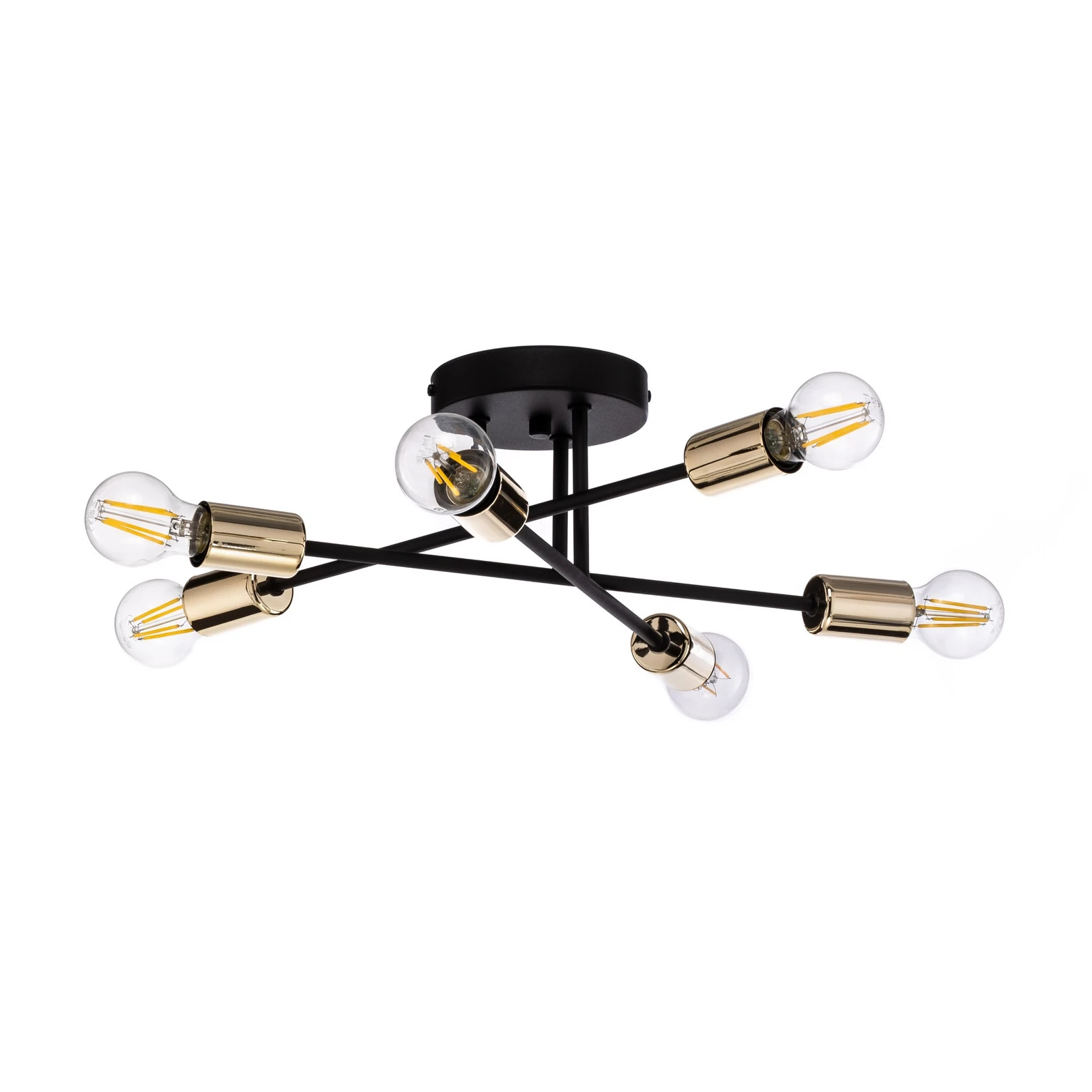 Griestu lampa „Anvil”, melna/zelta, ar 6 spuldzēm, 50 cm