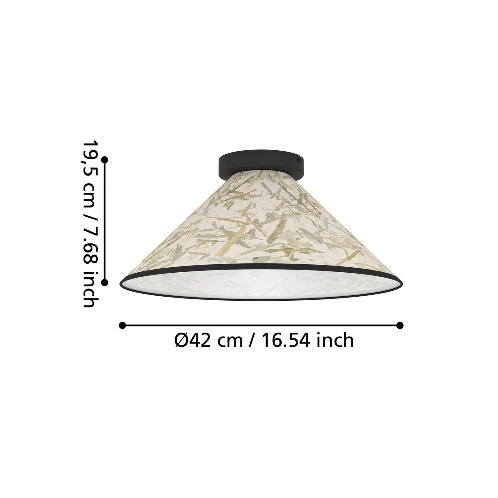 Oxpark ceiling light, Ø 42 cm, green/white/black, fabric