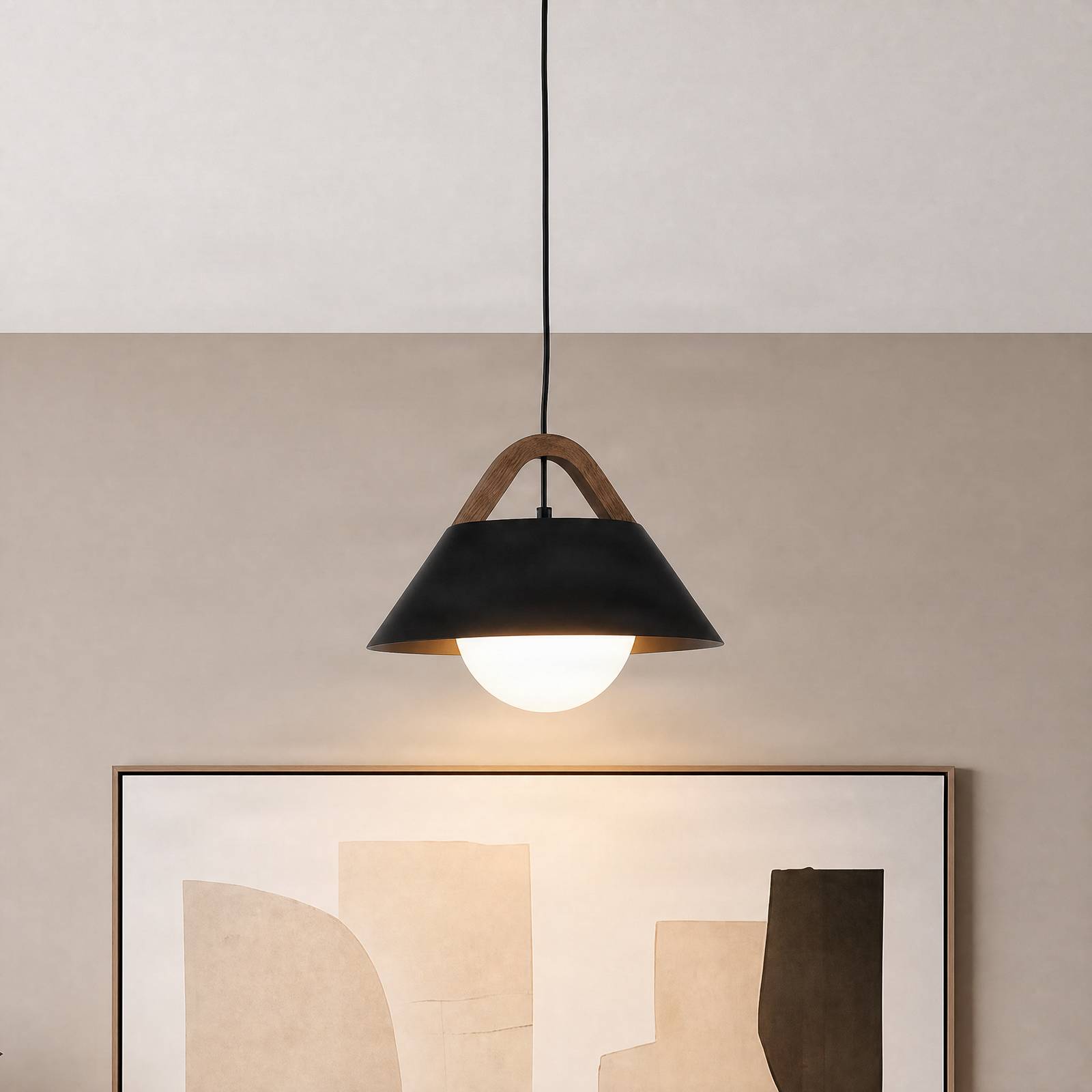 Hängeleuchte Funda, schwarz, Ø 30 cm, 1-flammig, Metall/Glas