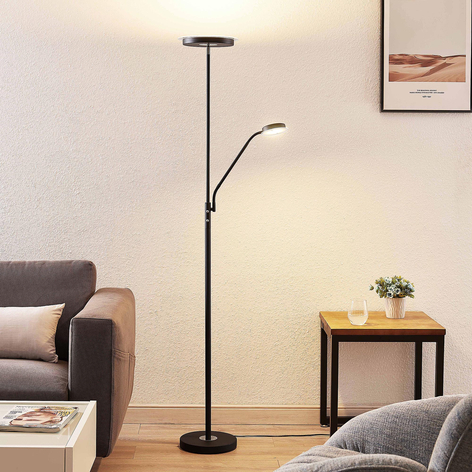 Lindby Sumani LED-Stehleuchte, rund, schwarz