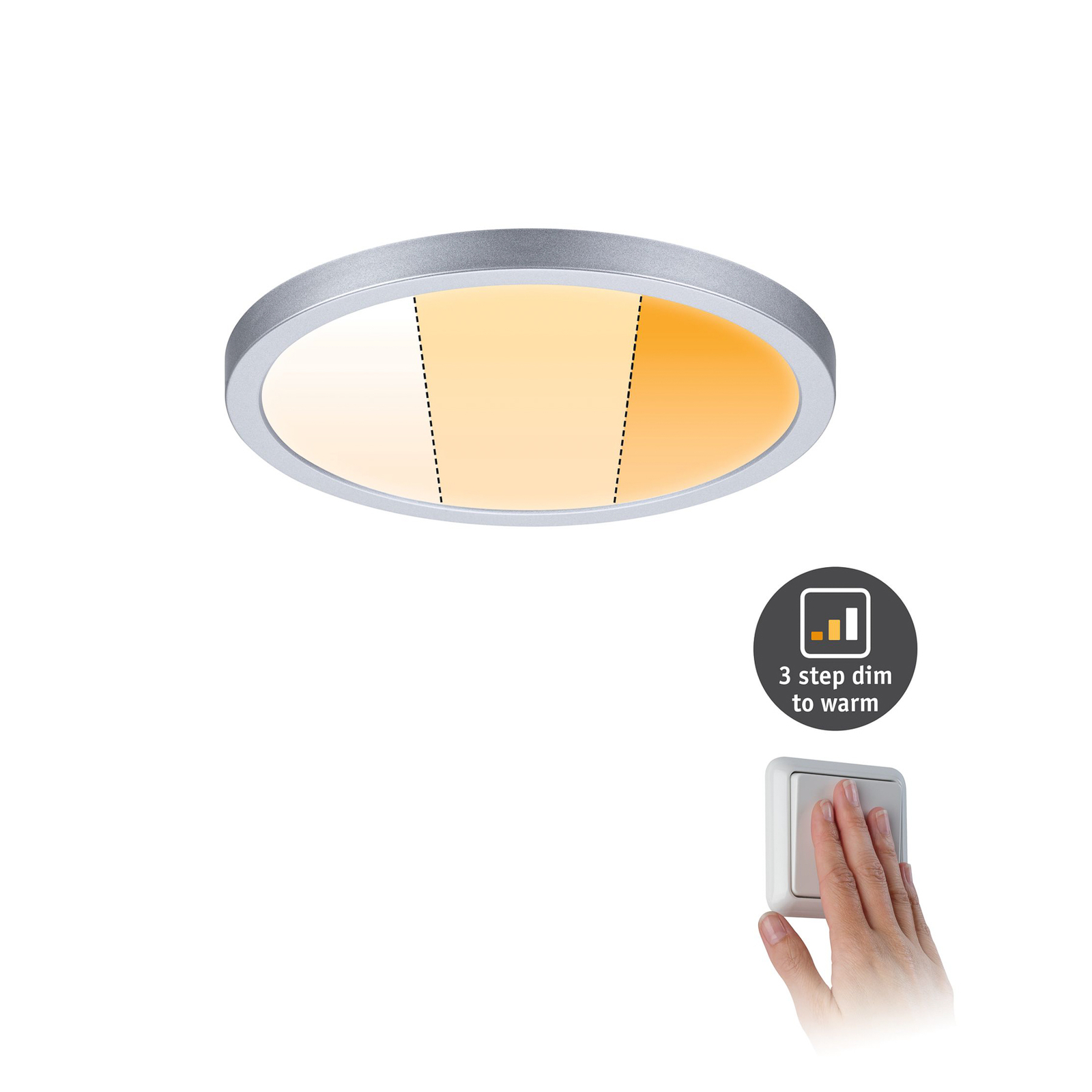 Paulmann LED-Panel Areo rund 3-Step dim-to-warm