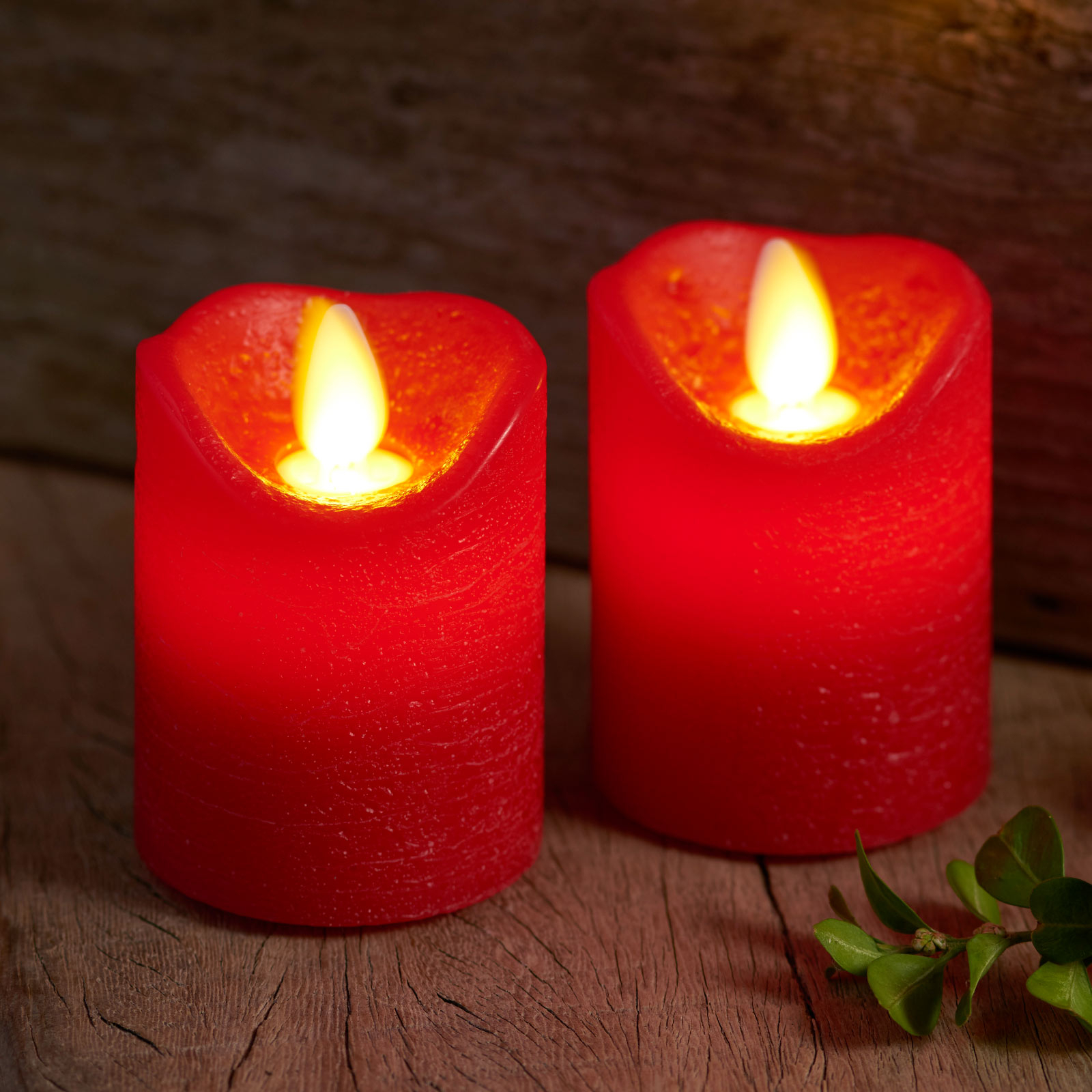 Sirius Sara Mini LED candle, 2, red, Ø 5cm, height 7cm, wax, H: 7 cm