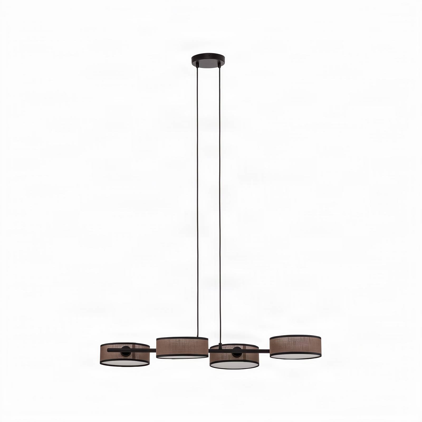 Żyrandol Drumz 4, brązowy, tkanina/stal, długość 80 cm, E14