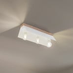 Esme taklampe, hvit, lengde 40 cm, metall/tre, 3 lyskilder